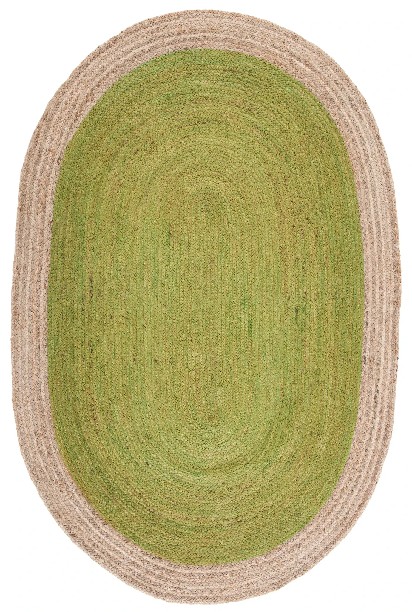 Natural Fiber Bordered Oval Hand-Woven Jute Rug