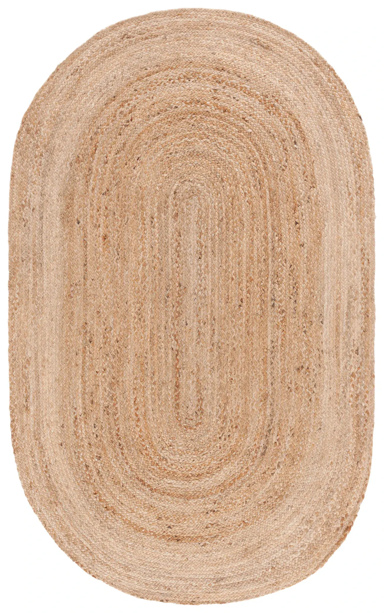 Natural Fiber Bordered Oval Hand-Woven Jute Rug