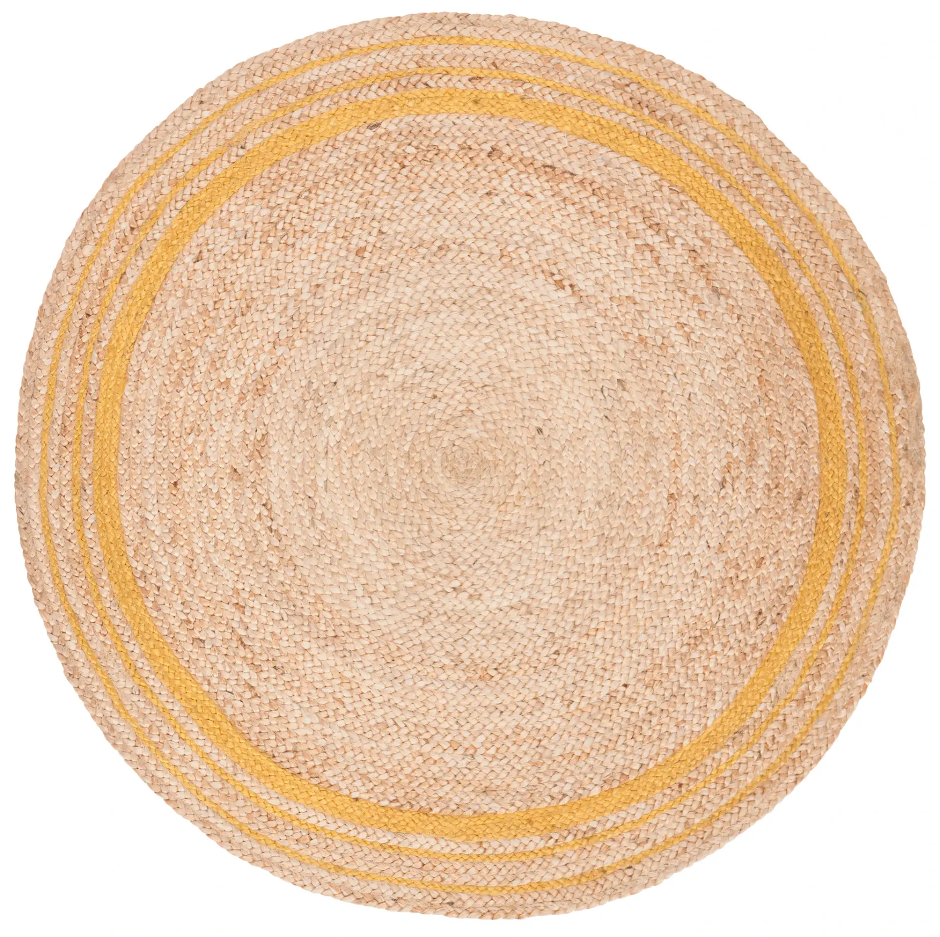 Natural Fiber Concentric Stripe Hand-Woven Jute Rug