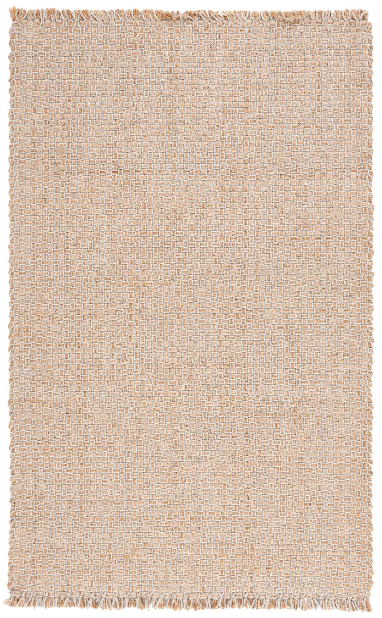 Natural Fiber Fringed Basketweave Hand-Woven Rug