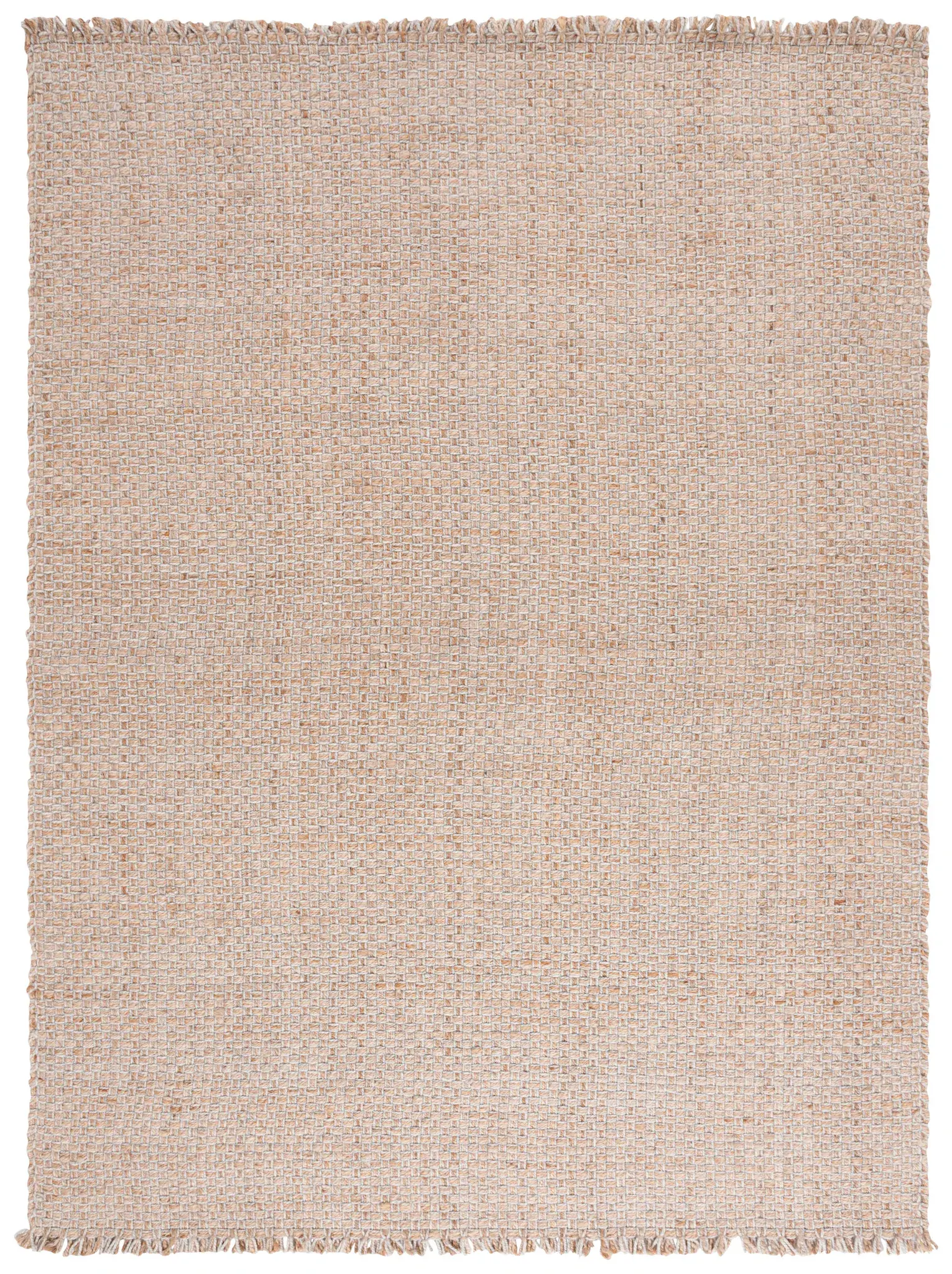 Natural Fiber Fringed Basketweave Hand-Woven Rug