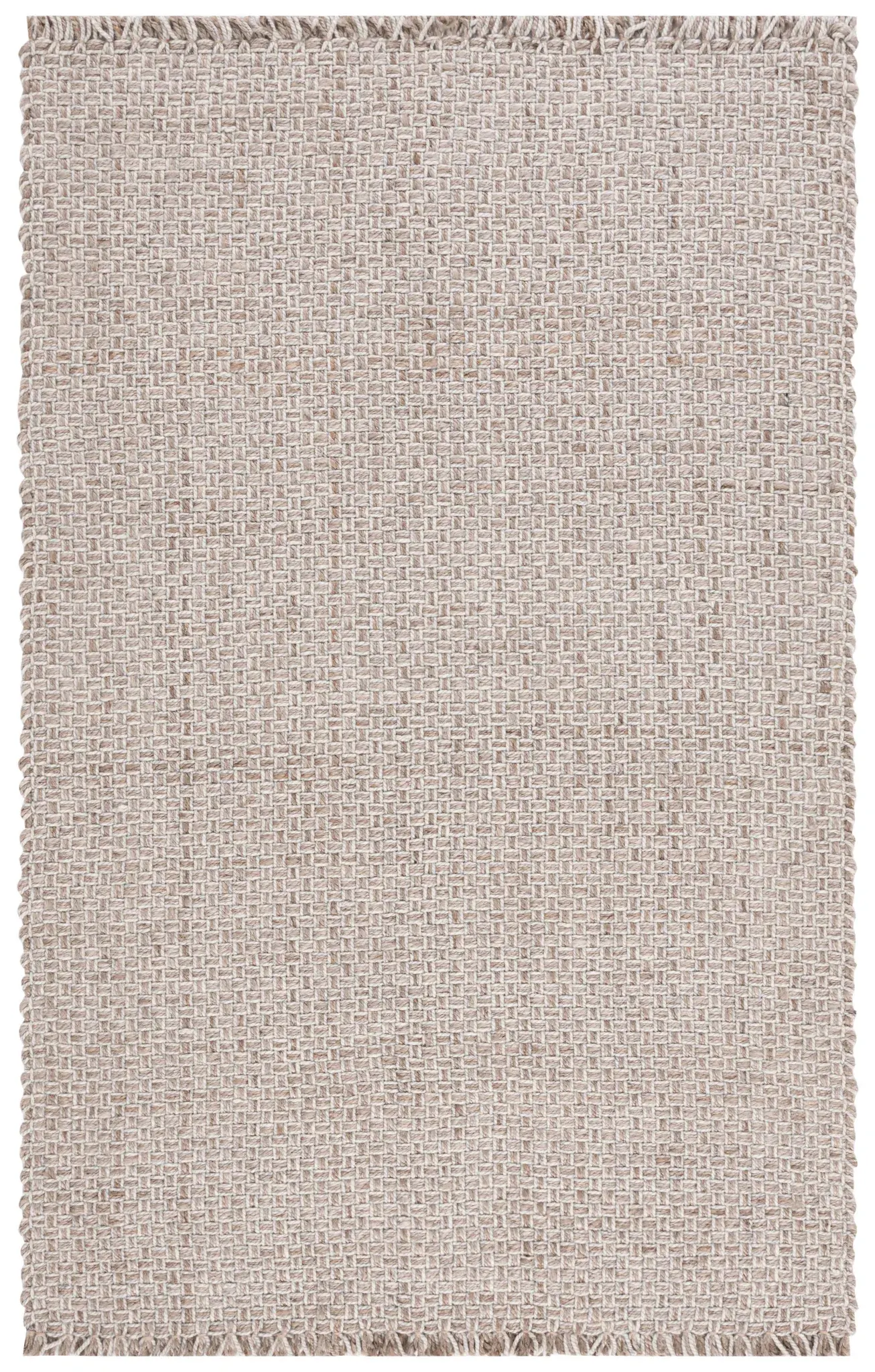 Natural Fiber Fringed Basketweave Hand-Woven Rug
