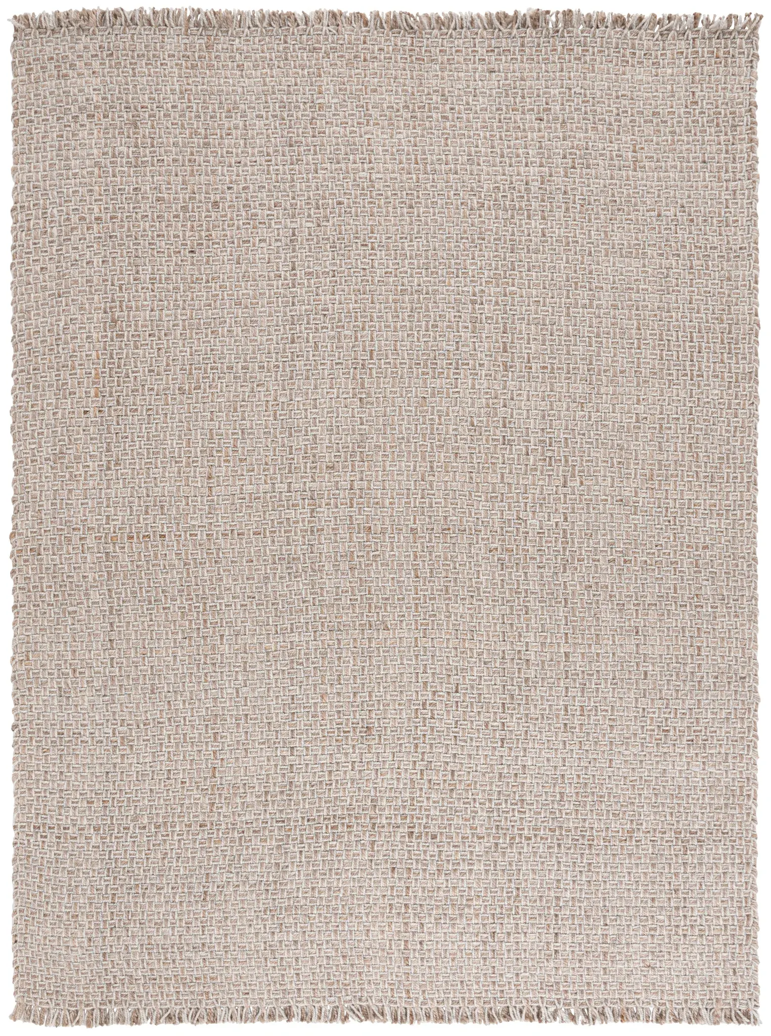 Natural Fiber Fringed Basketweave Hand-Woven Rug
