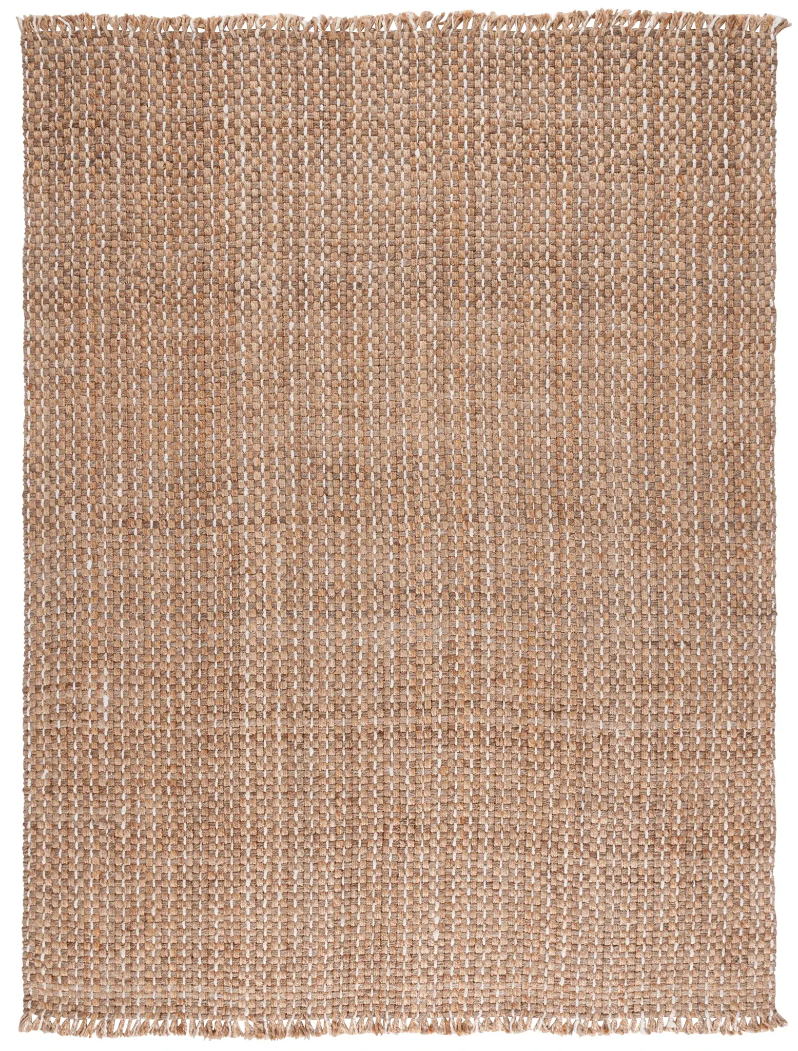 Natural Fiber Fringed Dotted Stripe Hand-Woven Jute Rug