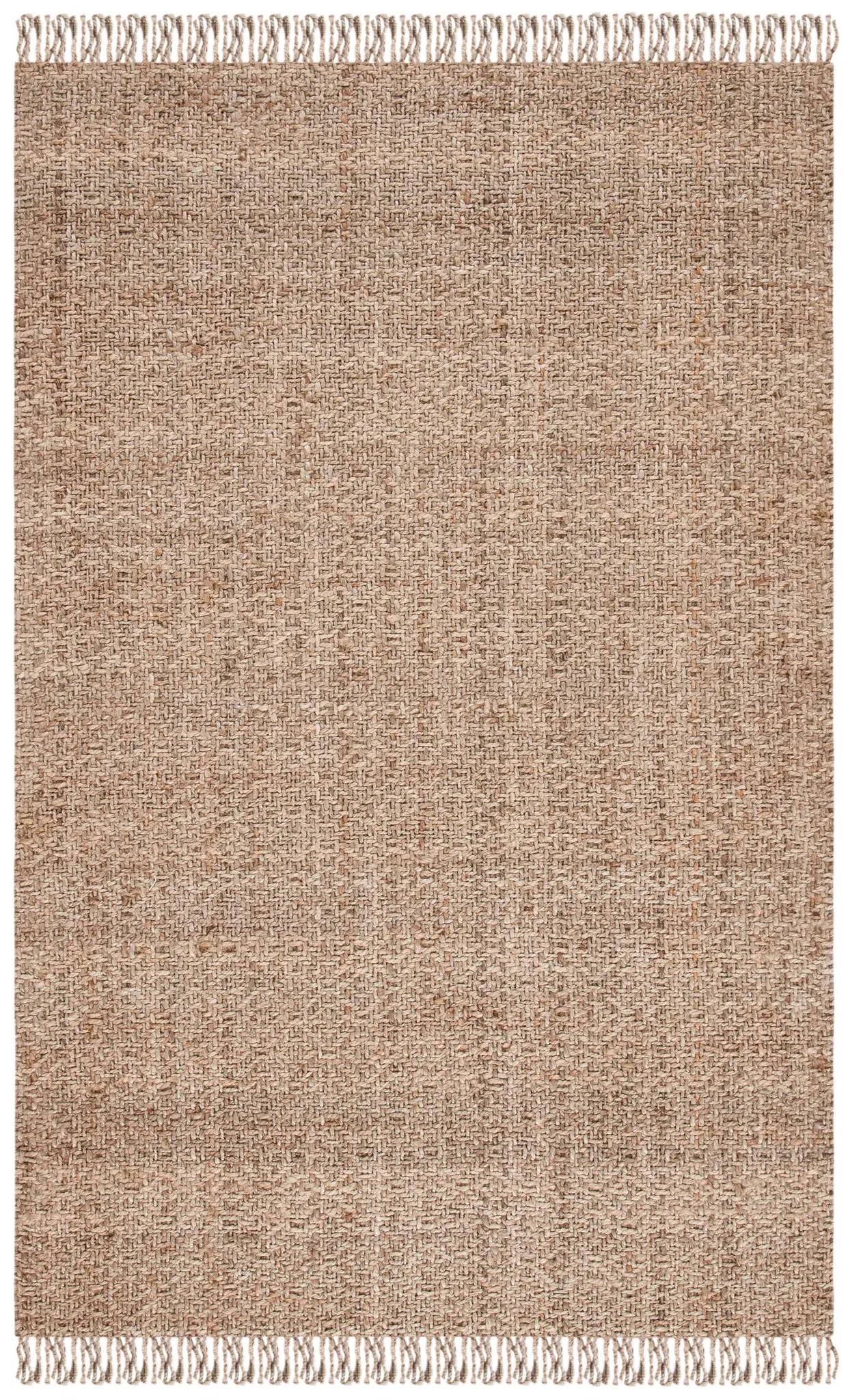 Natural Fiber Textured Fringe Hand-Woven Jute Rug