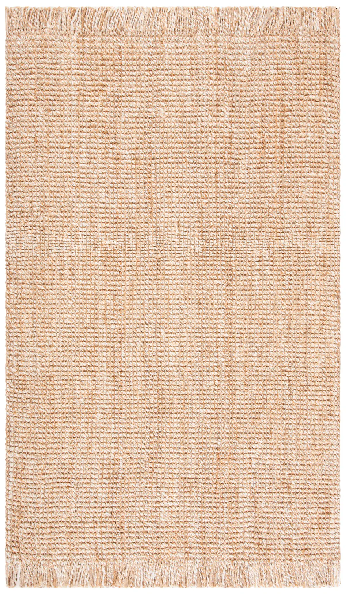 Natural Fiber Ribbed Fringe Hand-Woven Shag Jute Rug