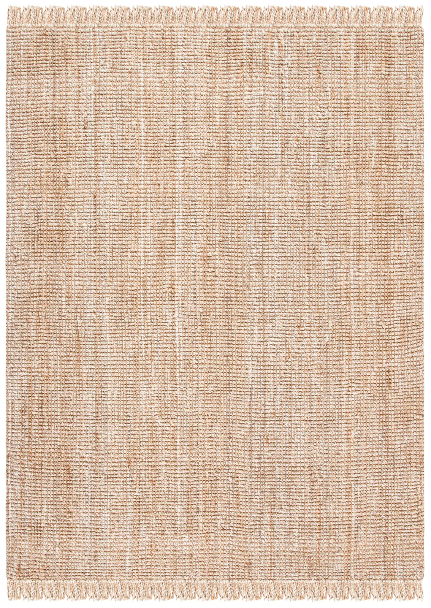 Natural Fiber Ribbed Fringe Hand-Woven Shag Jute Rug