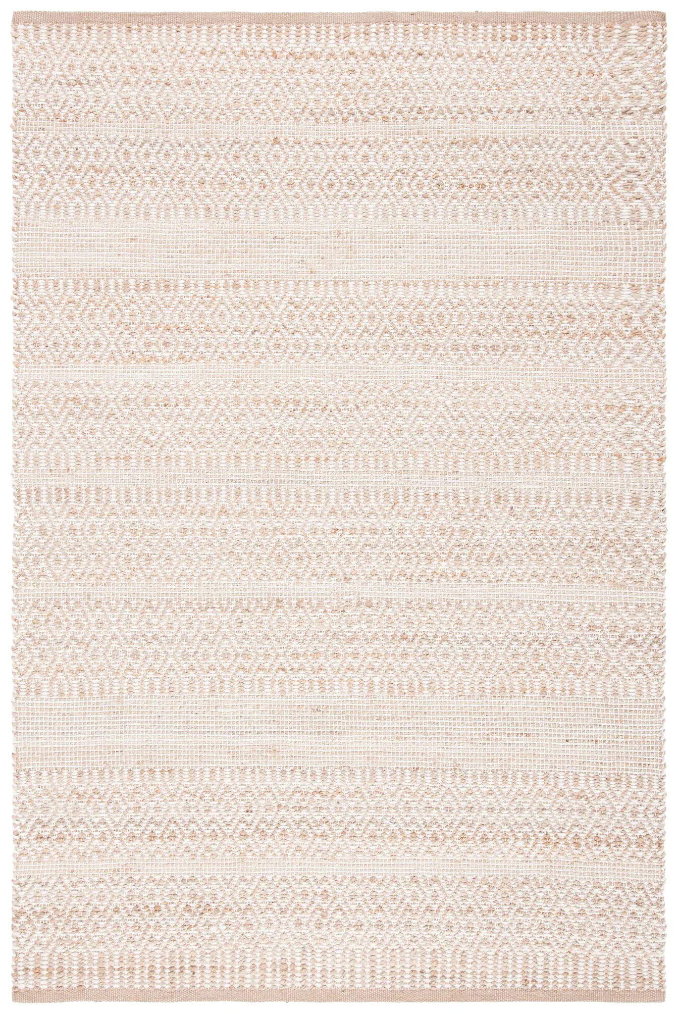Natural Fiber Diamond Banded Hand-Woven Rug