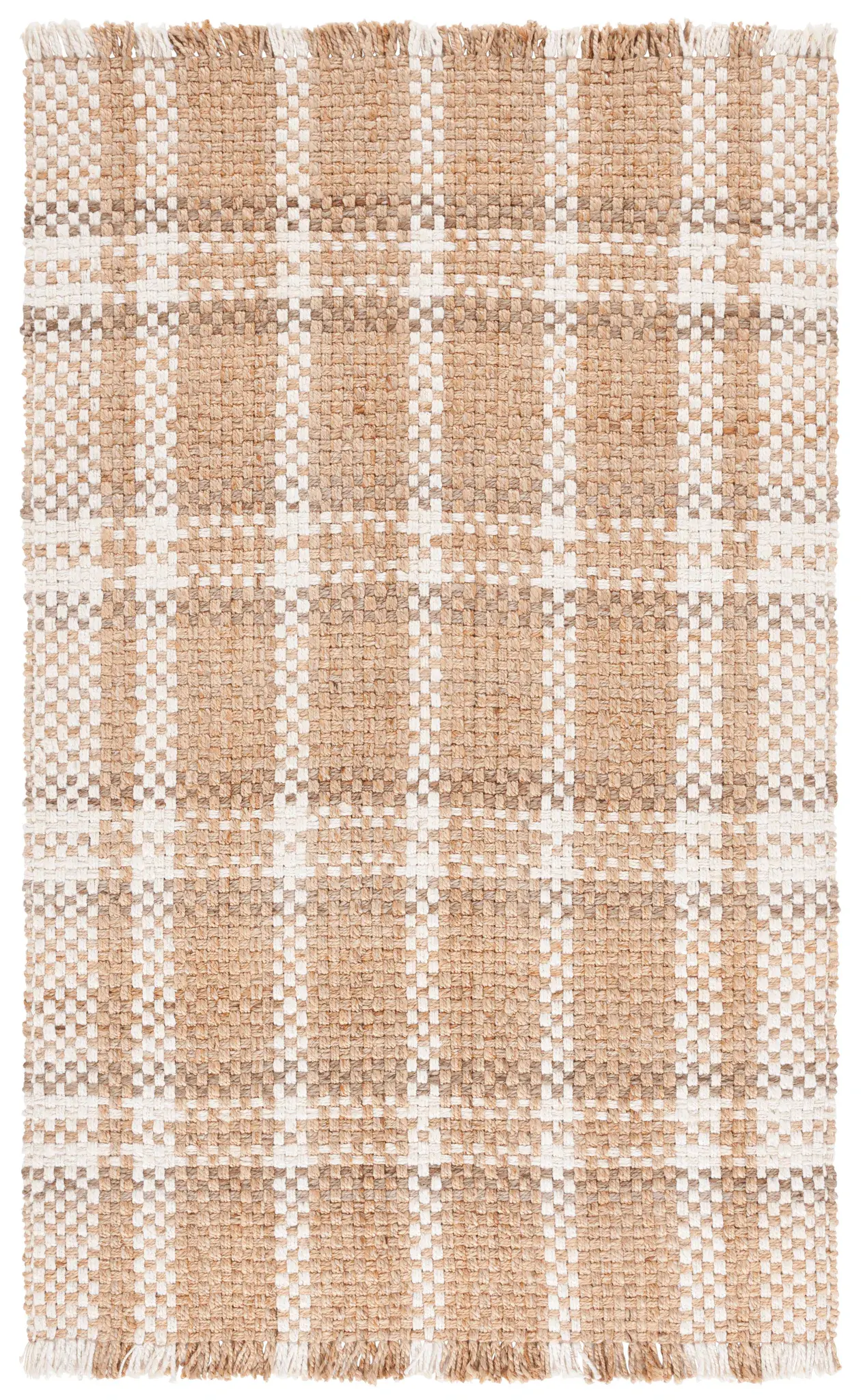 Natural Fiber Windowpane Hand-Woven Jute Rug