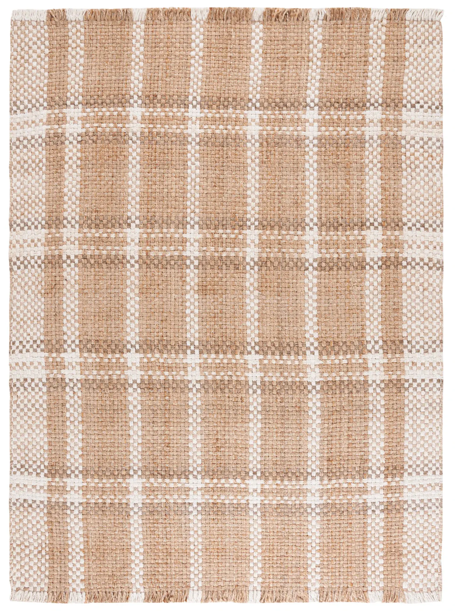 Natural Fiber Windowpane Hand-Woven Jute Rug