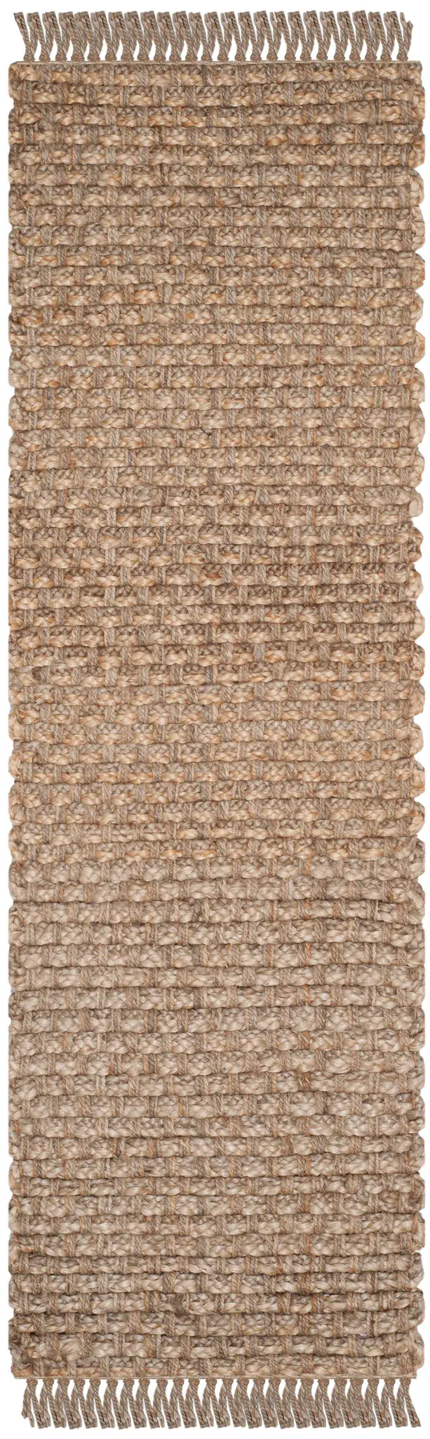 Natural Fiber Fringed Basketweave Hand-Woven Jute Rug