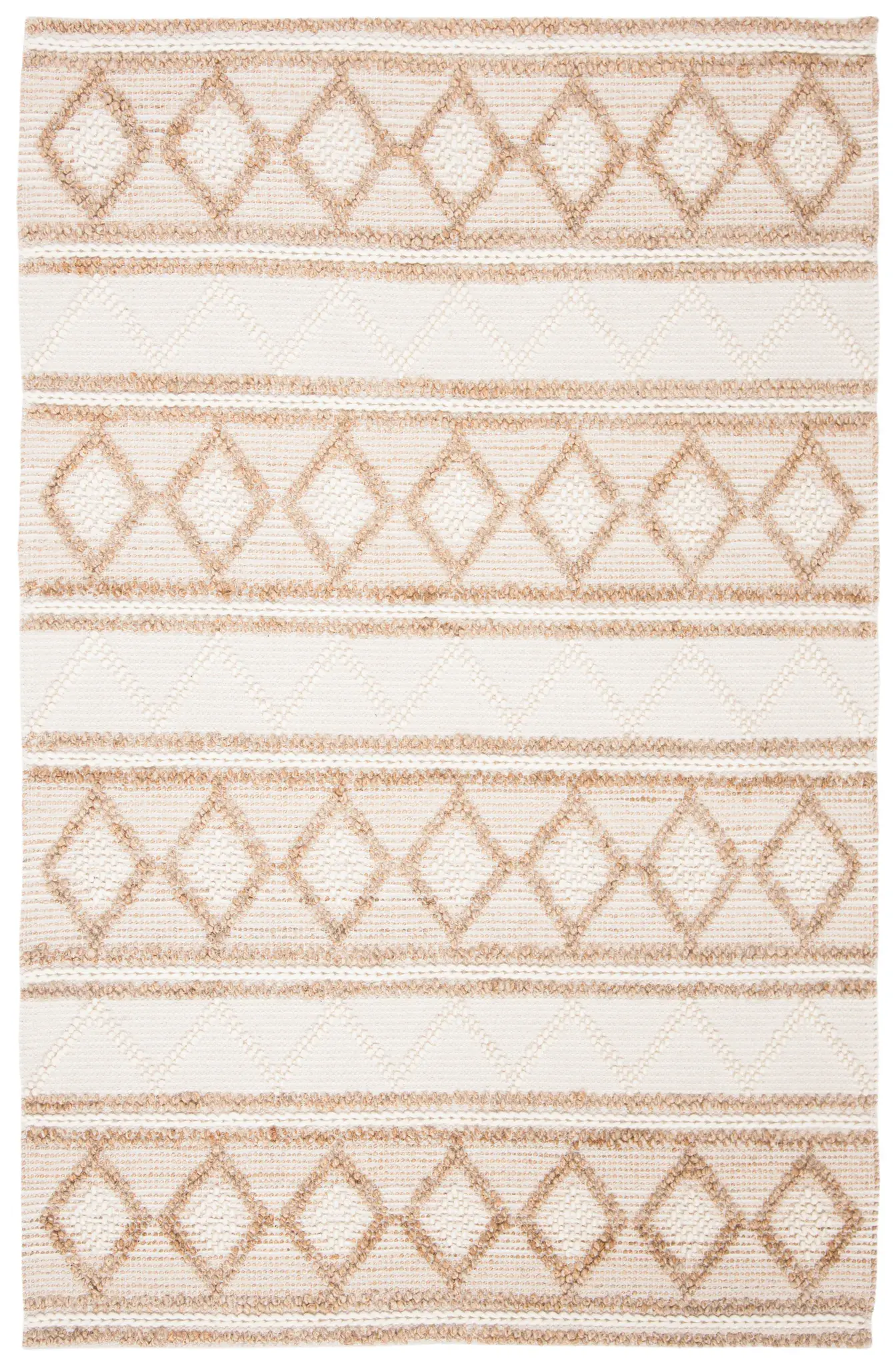 Natural Fiber Banded Diamond Flatweave Rug