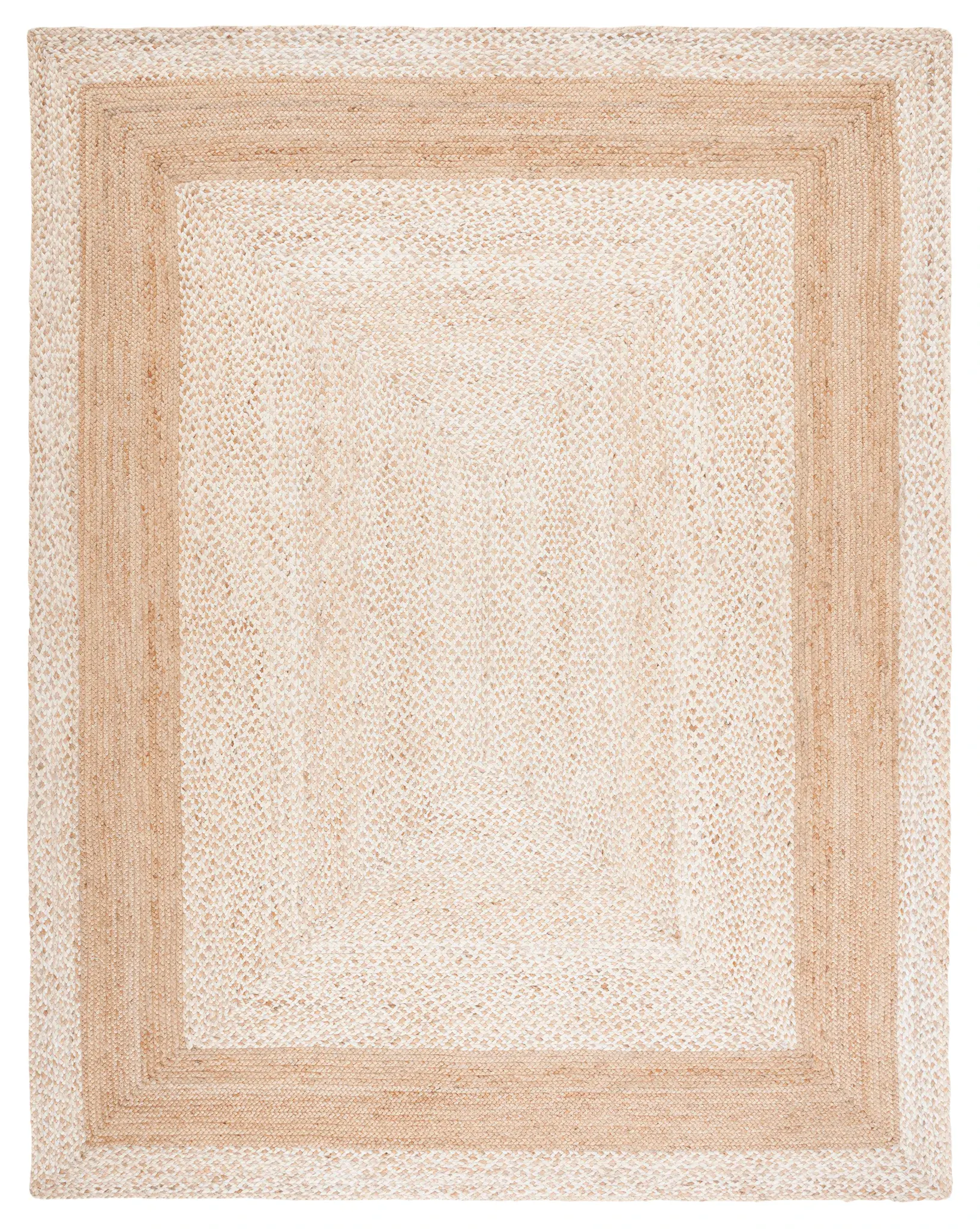 Natural Fiber Fringed Basketweave Flatweave Jute Rug