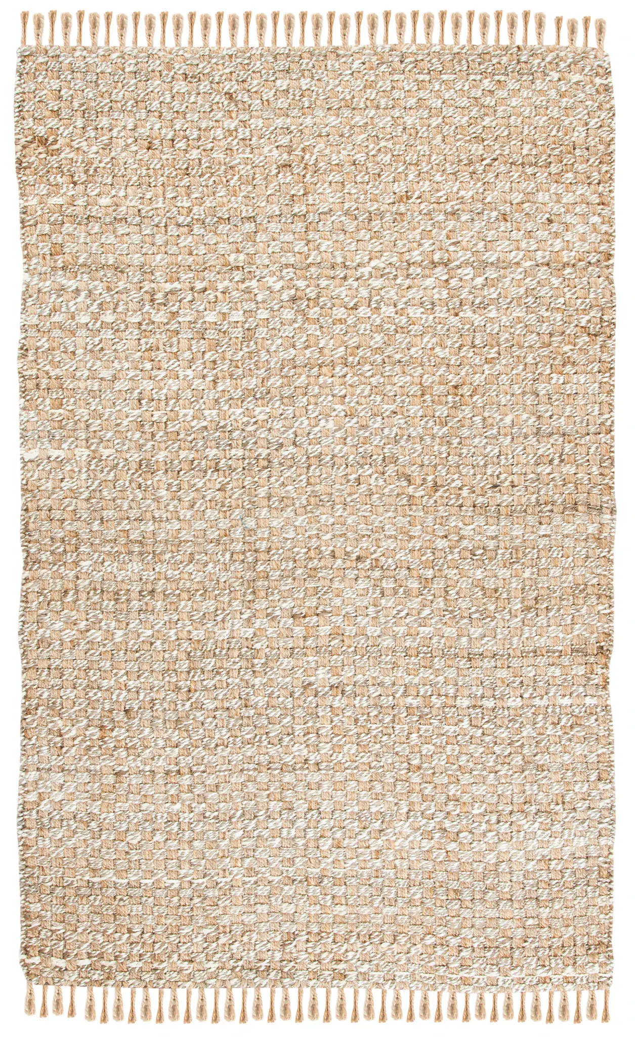 Natural Fiber Fringed Basketweave Flatweave Jute Rug