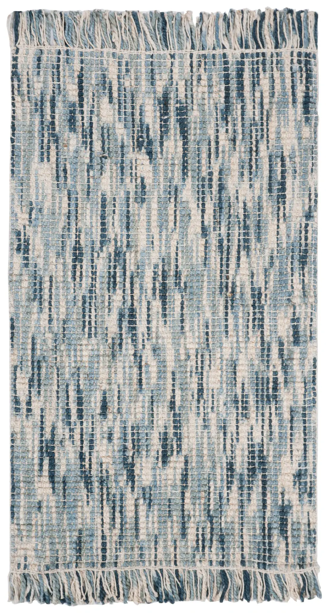 Natural Fiber Fringed Striated Hand-Woven Jute Rug