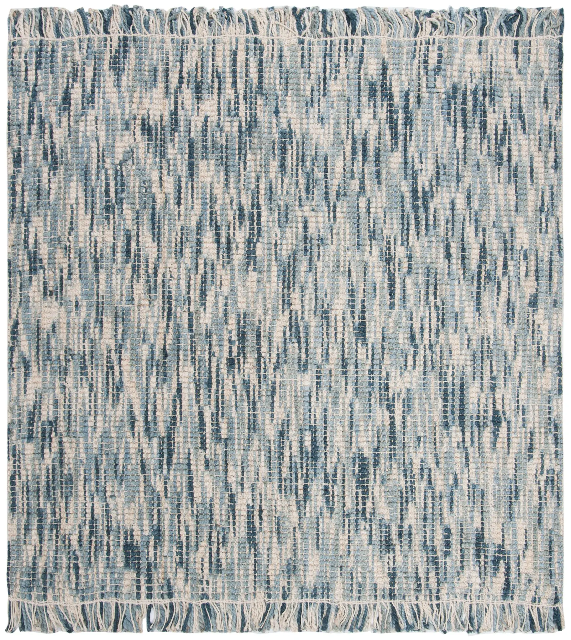 Natural Fiber Fringed Striated Hand-Woven Jute Rug