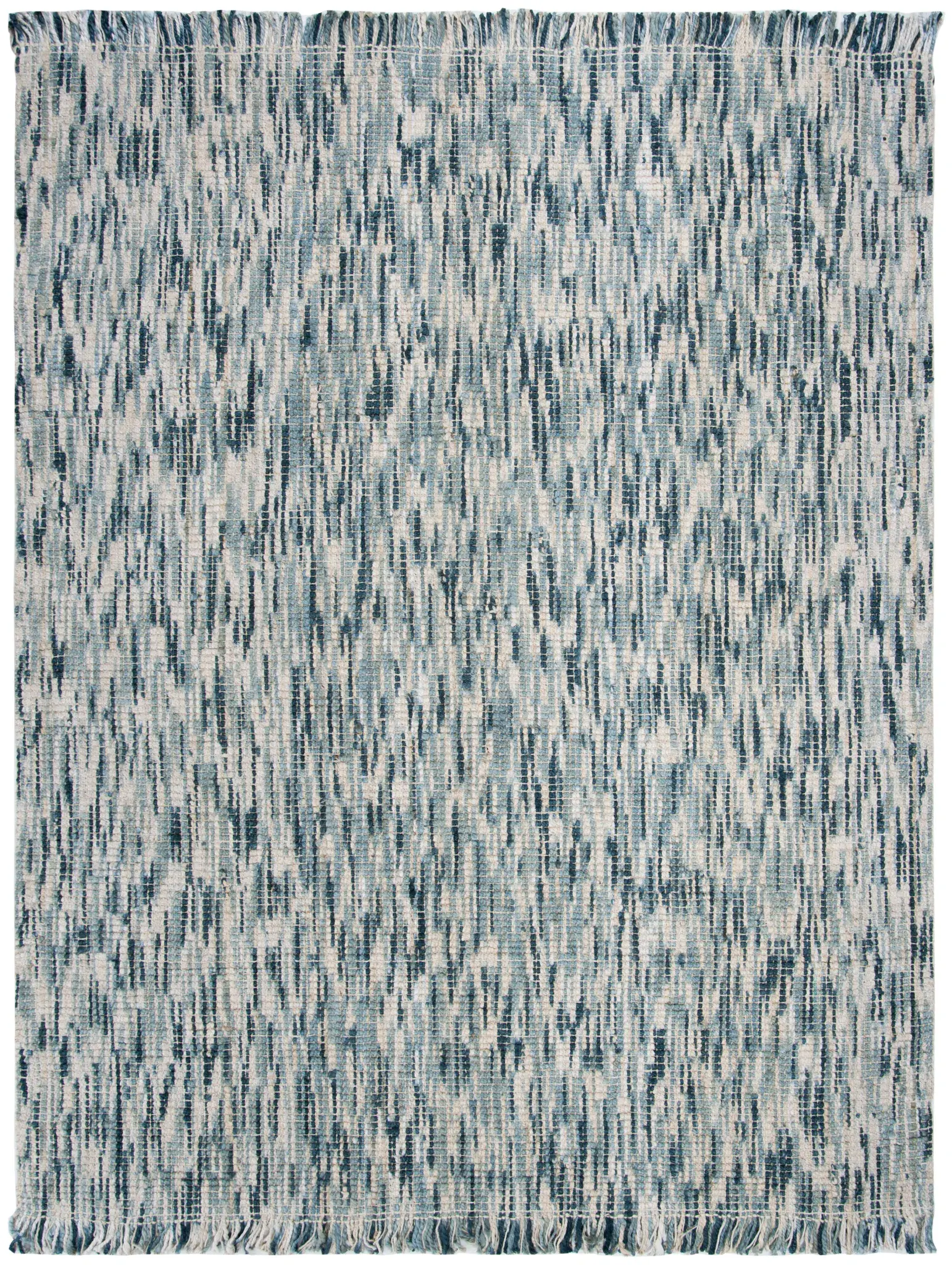 Natural Fiber Fringed Striated Hand-Woven Jute Rug