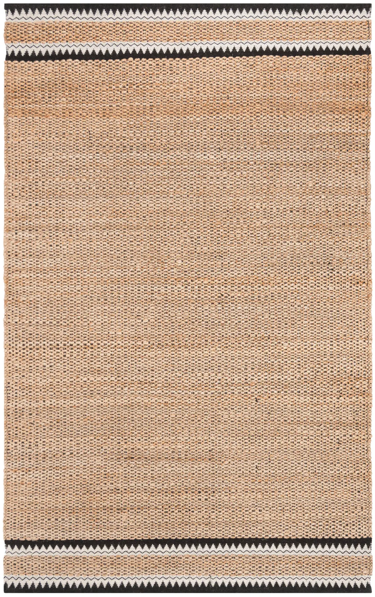 Natural Fiber Zigzag Banded Hand-Woven Rug