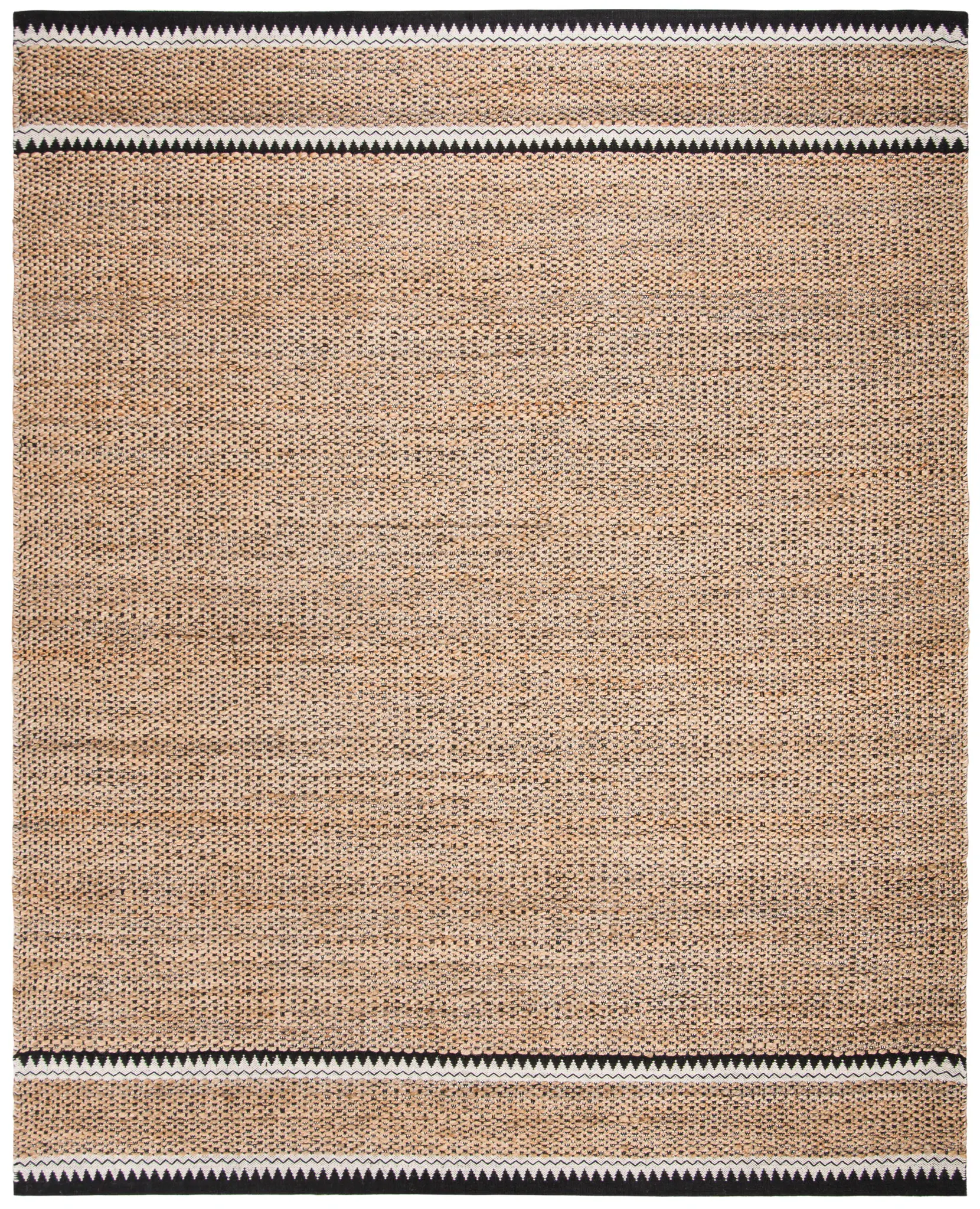 Natural Fiber Zigzag Banded Hand-Woven Rug