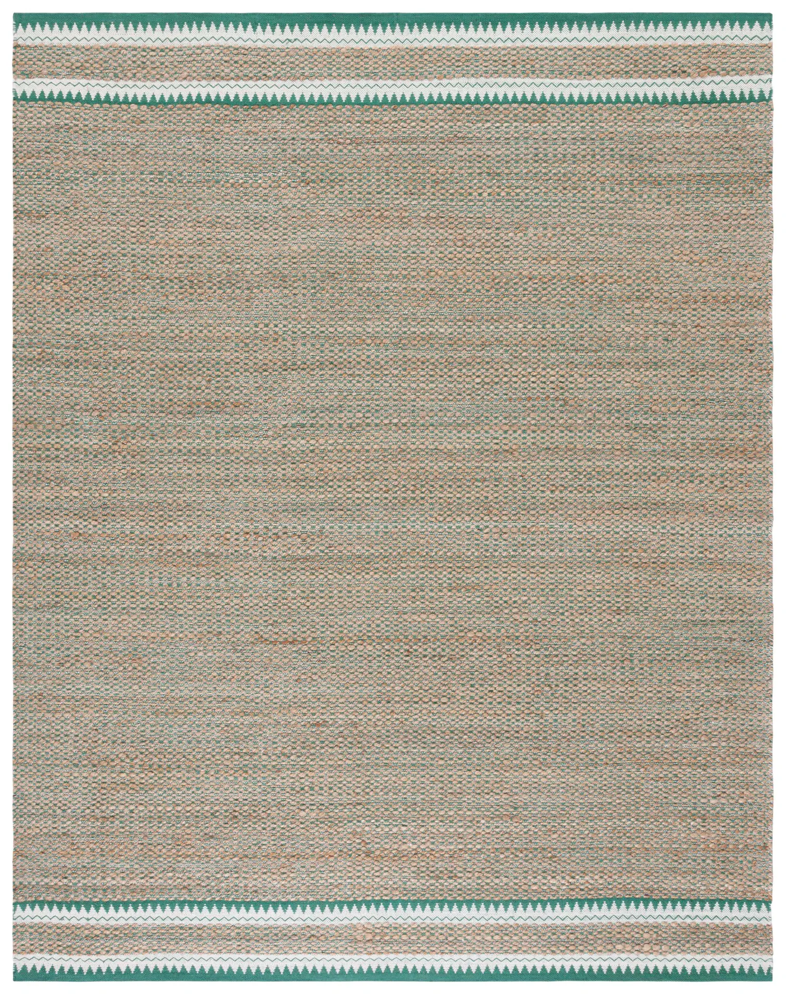 Natural Fiber Zigzag Banded Hand-Woven Rug