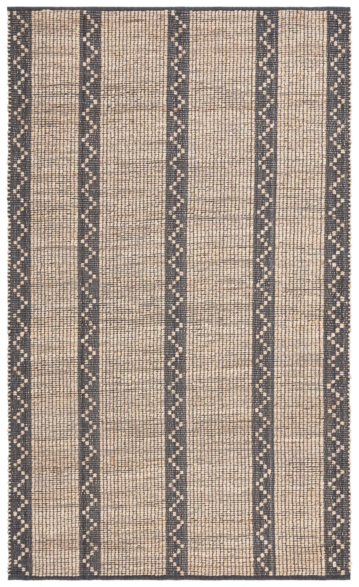 Natural Fiber Striped Diamond Flatweave Jute Rug