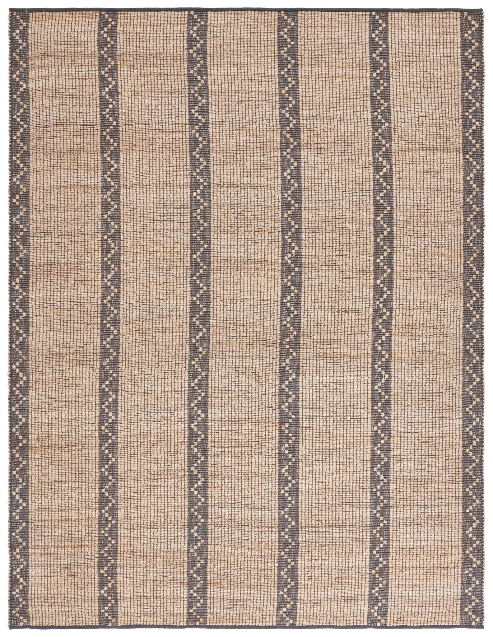 Natural Fiber Striped Diamond Flatweave Jute Rug