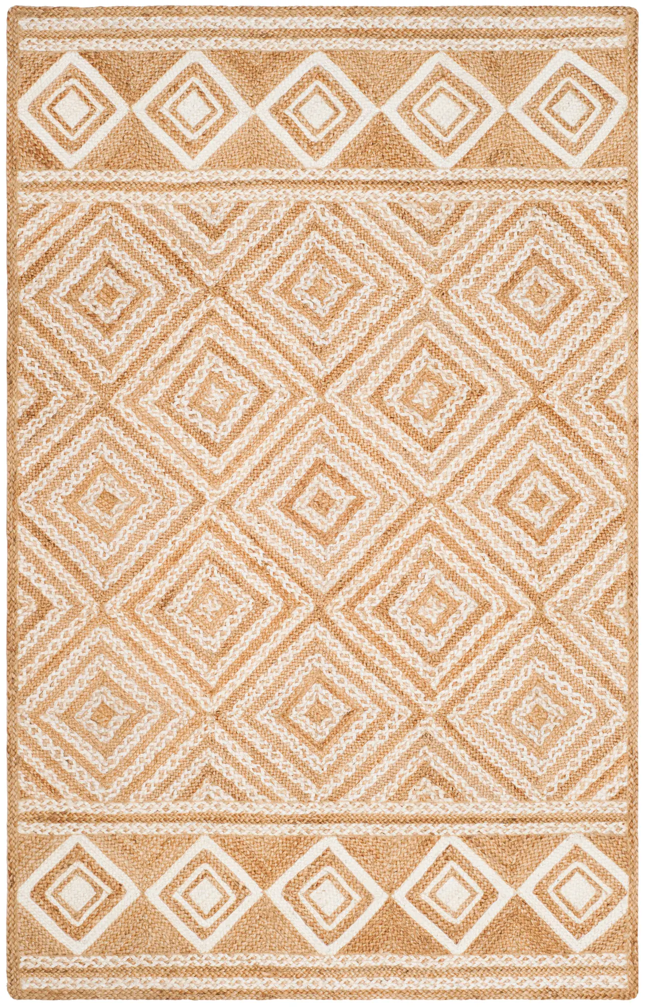 Natural Fiber Concentric Diamond Trellis Hand-Woven Jute Rug