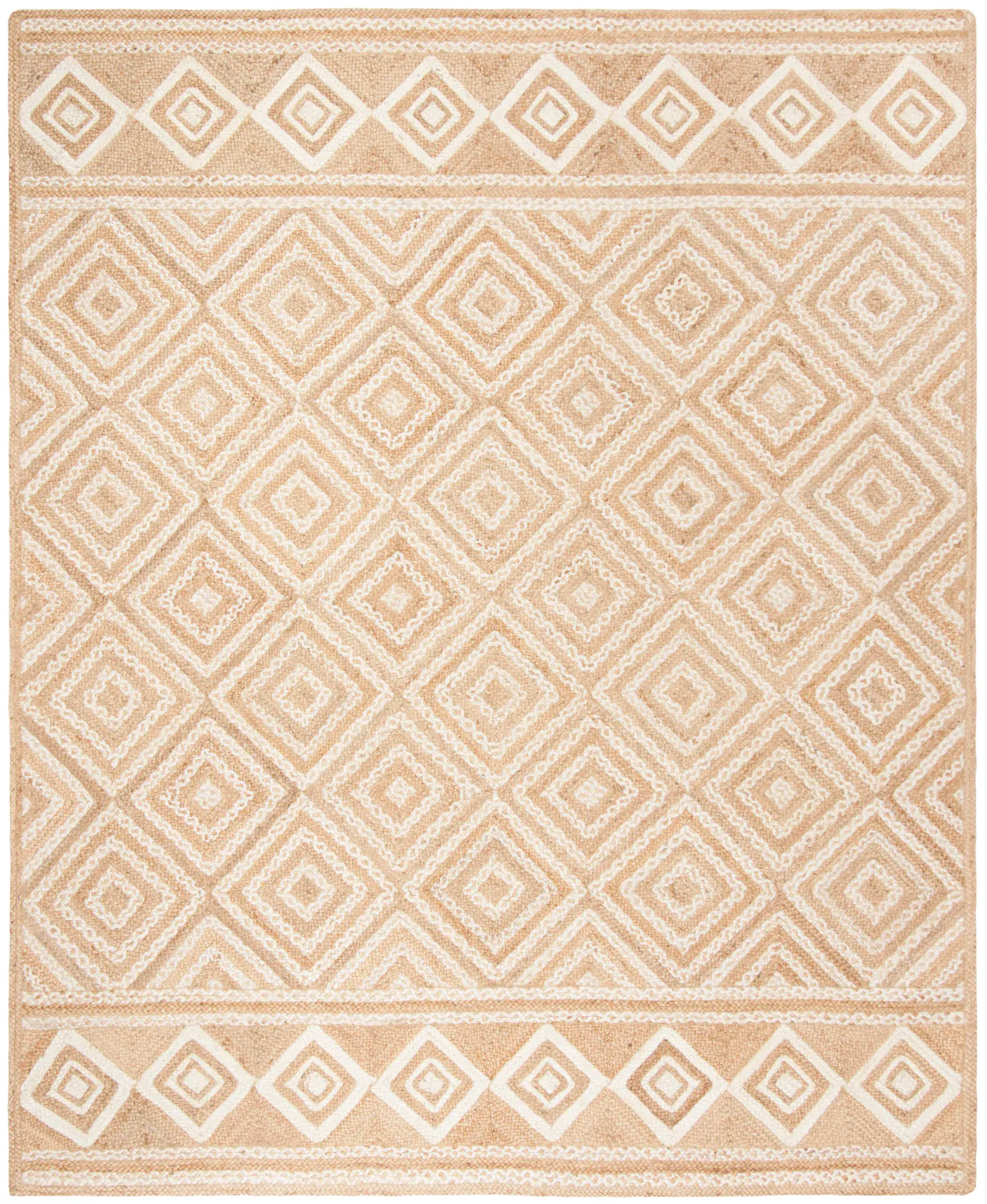 Natural Fiber Concentric Diamond Trellis Hand-Woven Jute Rug