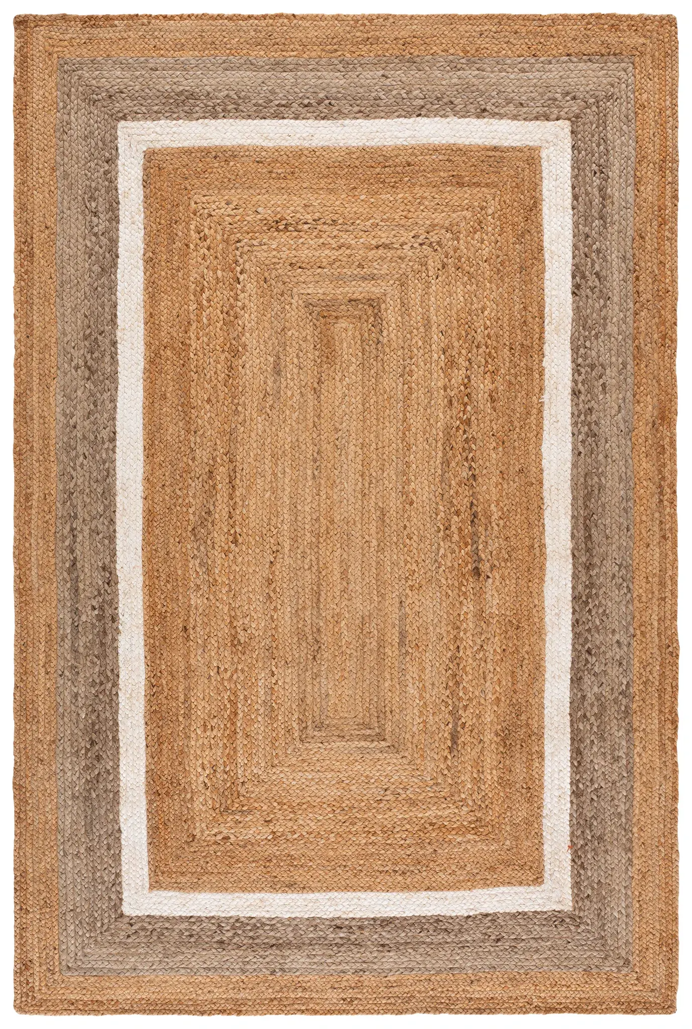 Natural Fiber Concentric Border Hand-Woven Jute Rug