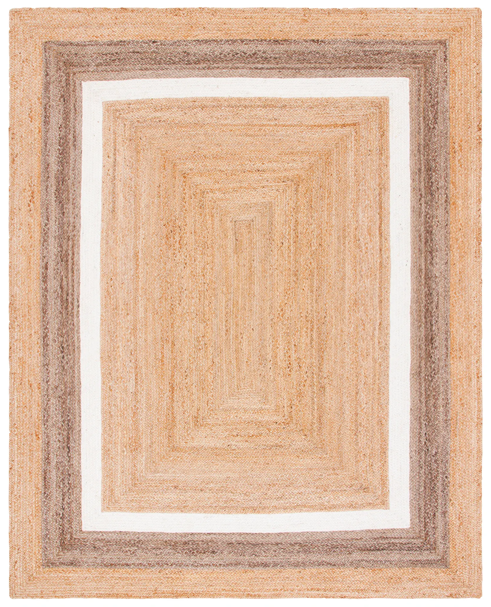 Natural Fiber Concentric Border Hand-Woven Jute Rug