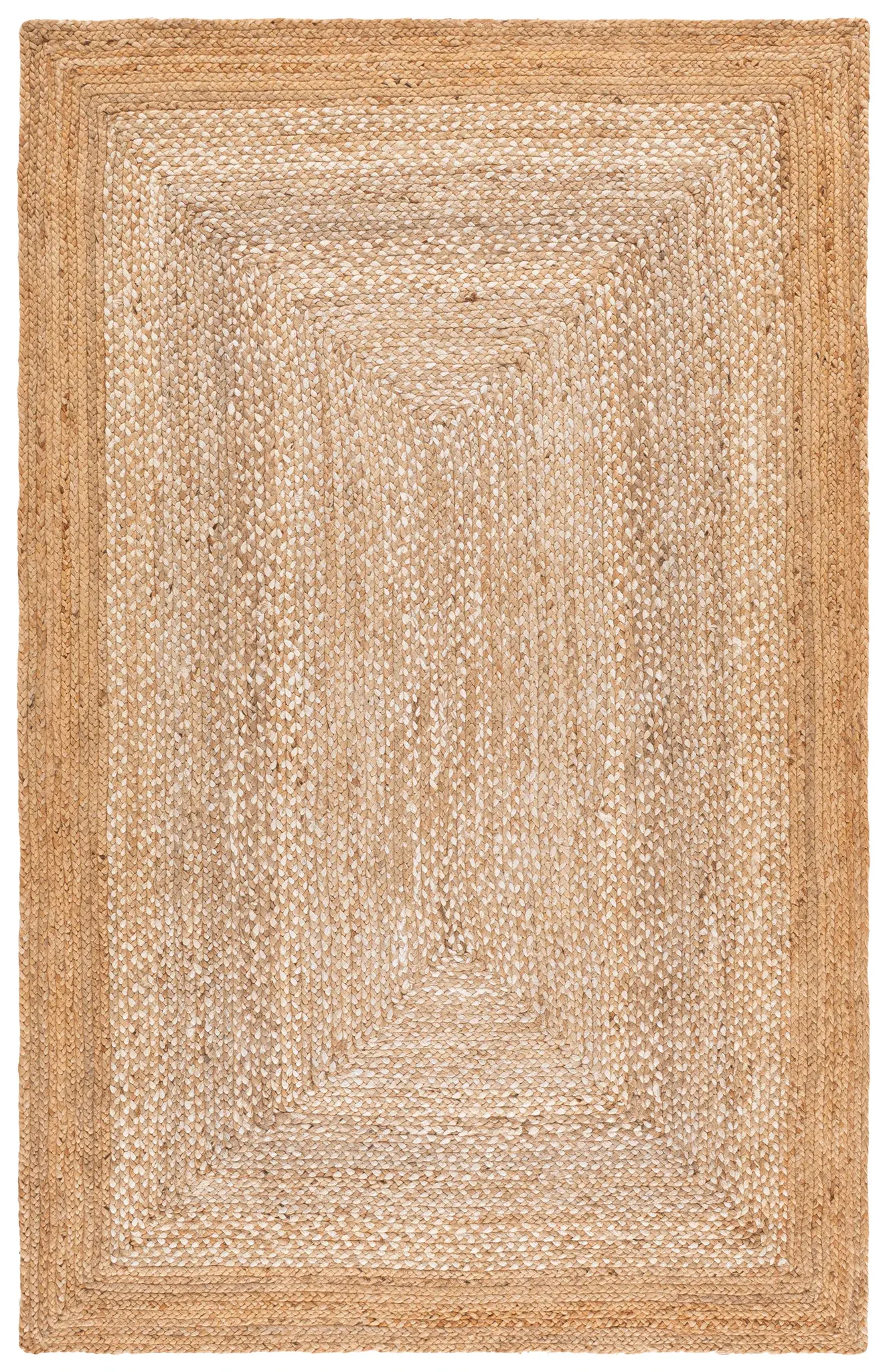 Natural Fiber Concentric Rectangle Hand-Woven Jute Rug