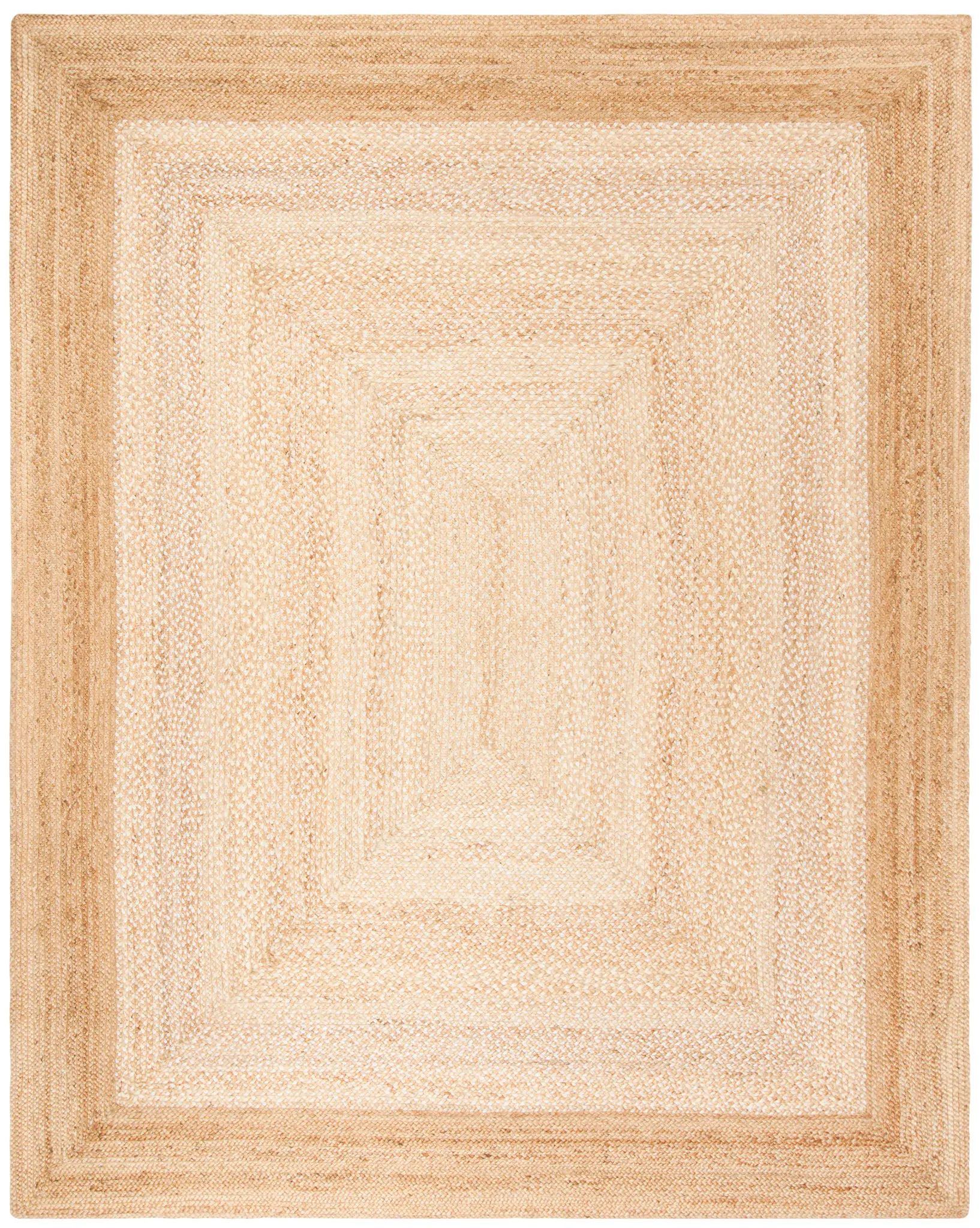 Natural Fiber Concentric Rectangle Hand-Woven Jute Rug