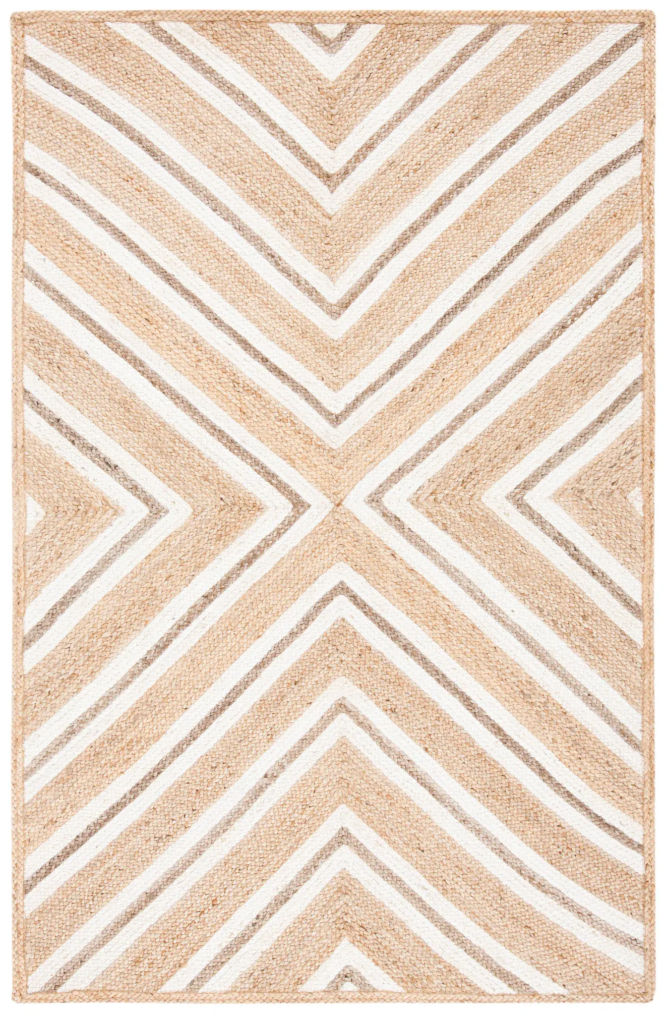 Natural Fiber Chevron Stripe Flatweave Jute Rug