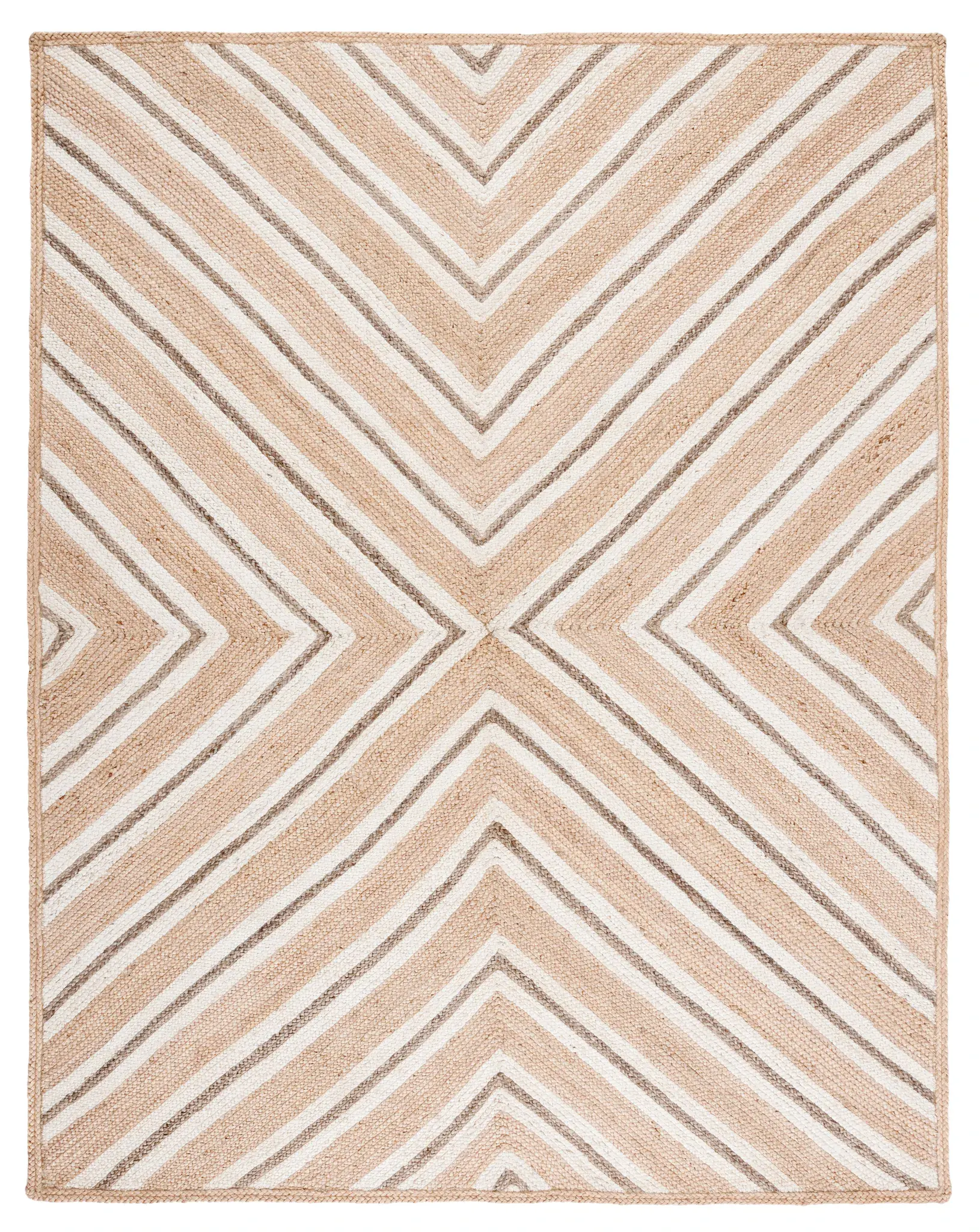 Natural Fiber Chevron Stripe Flatweave Jute Rug