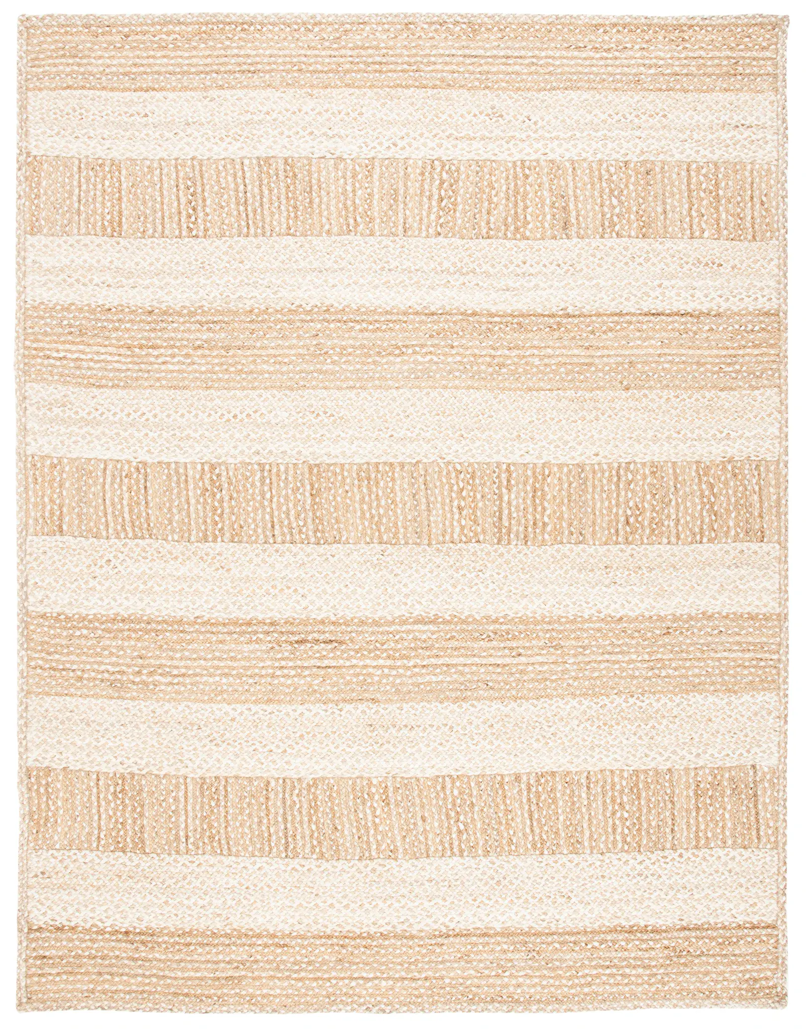 Natural Fiber Textured Stripe Flatweave Jute Rug