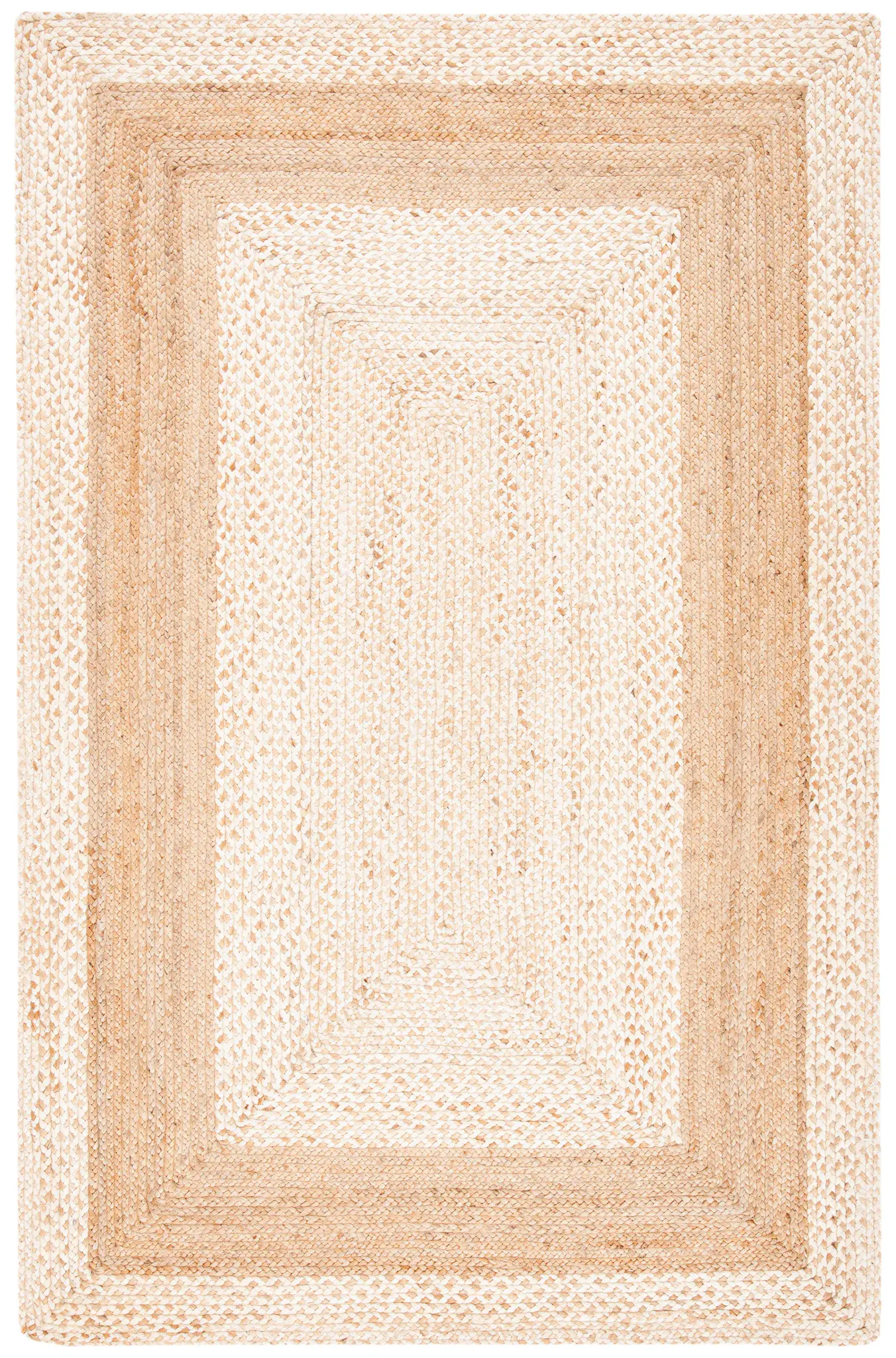 Natural Fiber Double Bordered Braided Border Flatweave Jute Rug