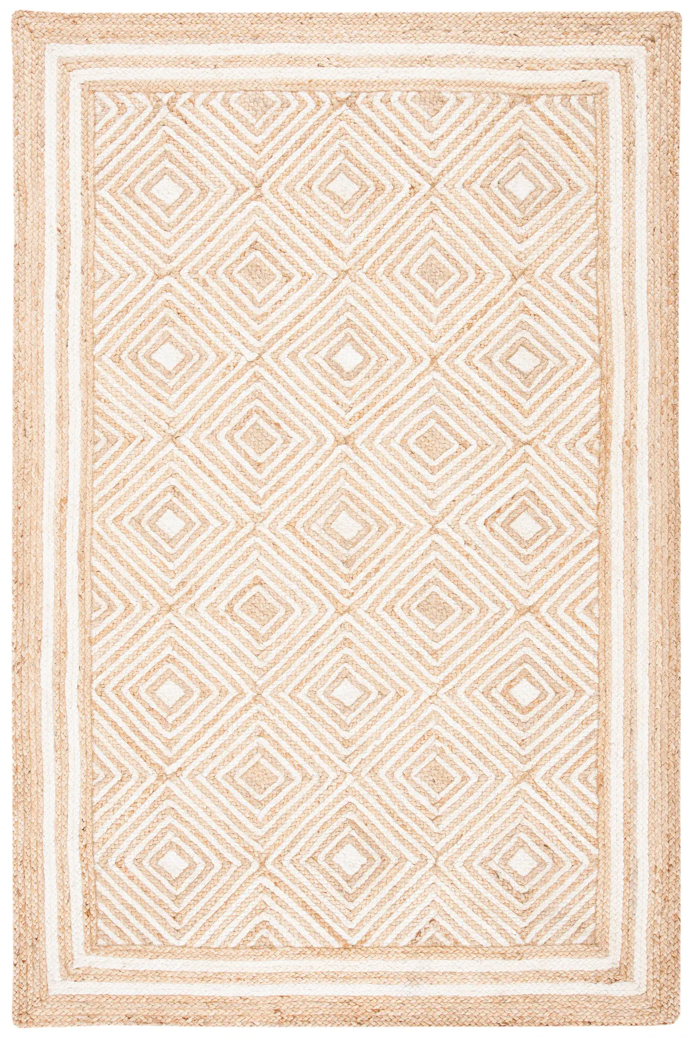 Natural Fiber Concentric Diamond Flatweave Jute Rug