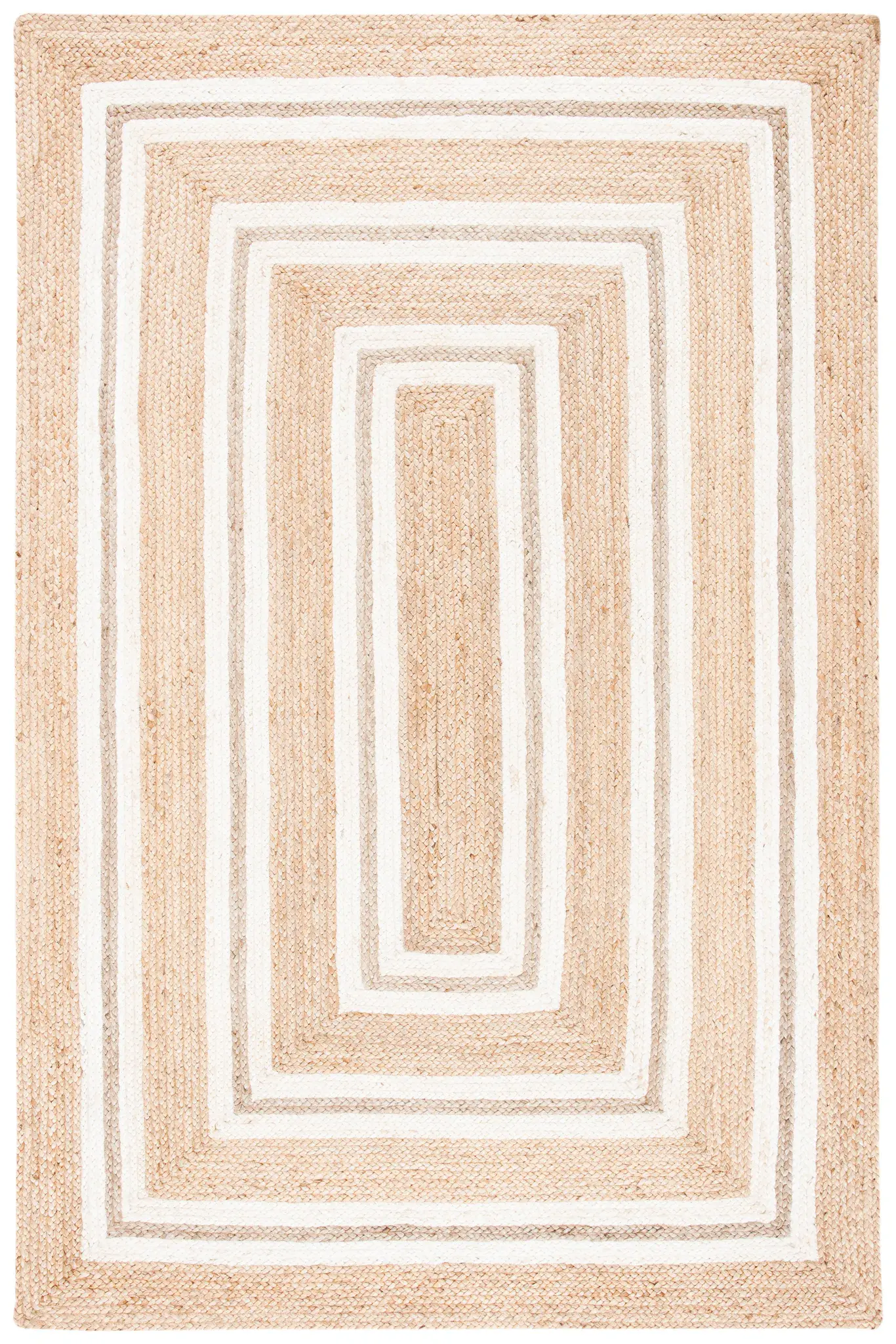 Natural Fiber Concentric Border Flatweave Jute Rug