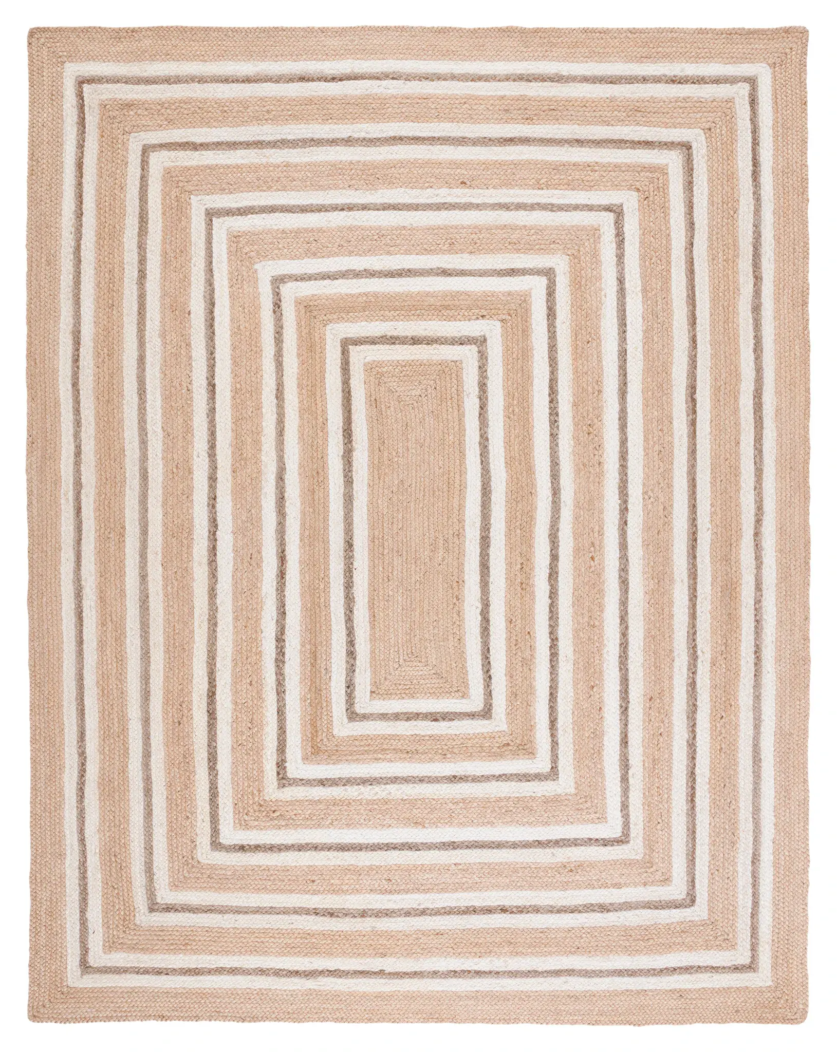 Natural Fiber Concentric Border Flatweave Jute Rug