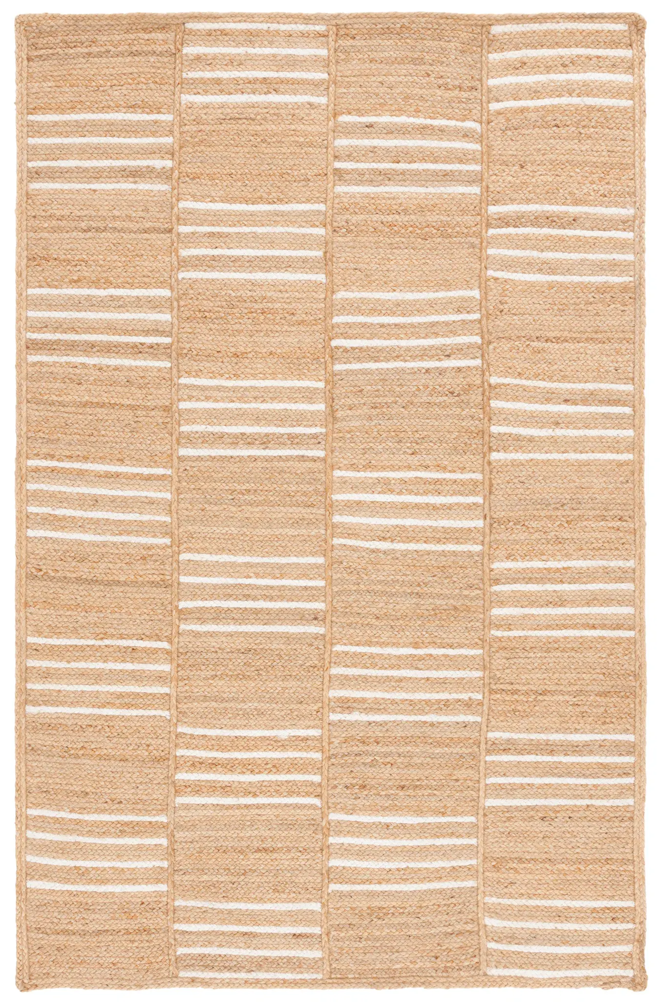 Natural Fiber Paneled Stripe Flatweave Jute Rug