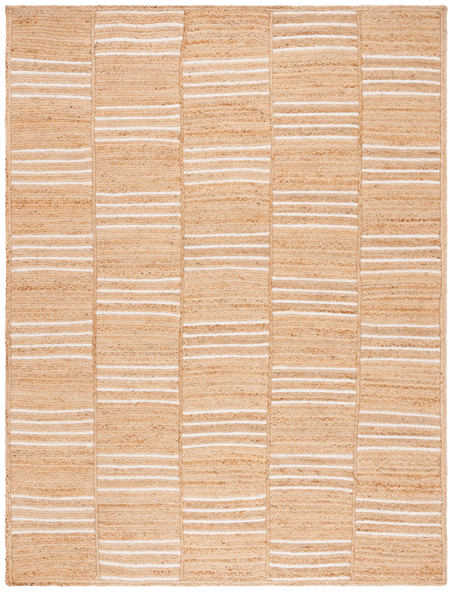 Natural Fiber Paneled Stripe Flatweave Jute Rug