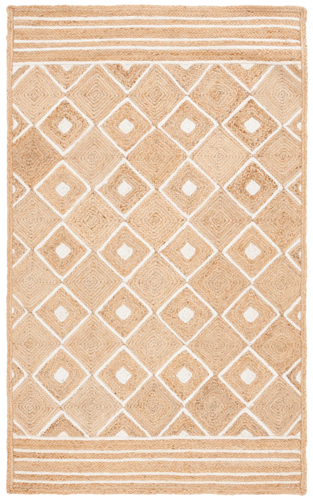 Natural Fiber Diamond Trellis Flatweave Jute Rug