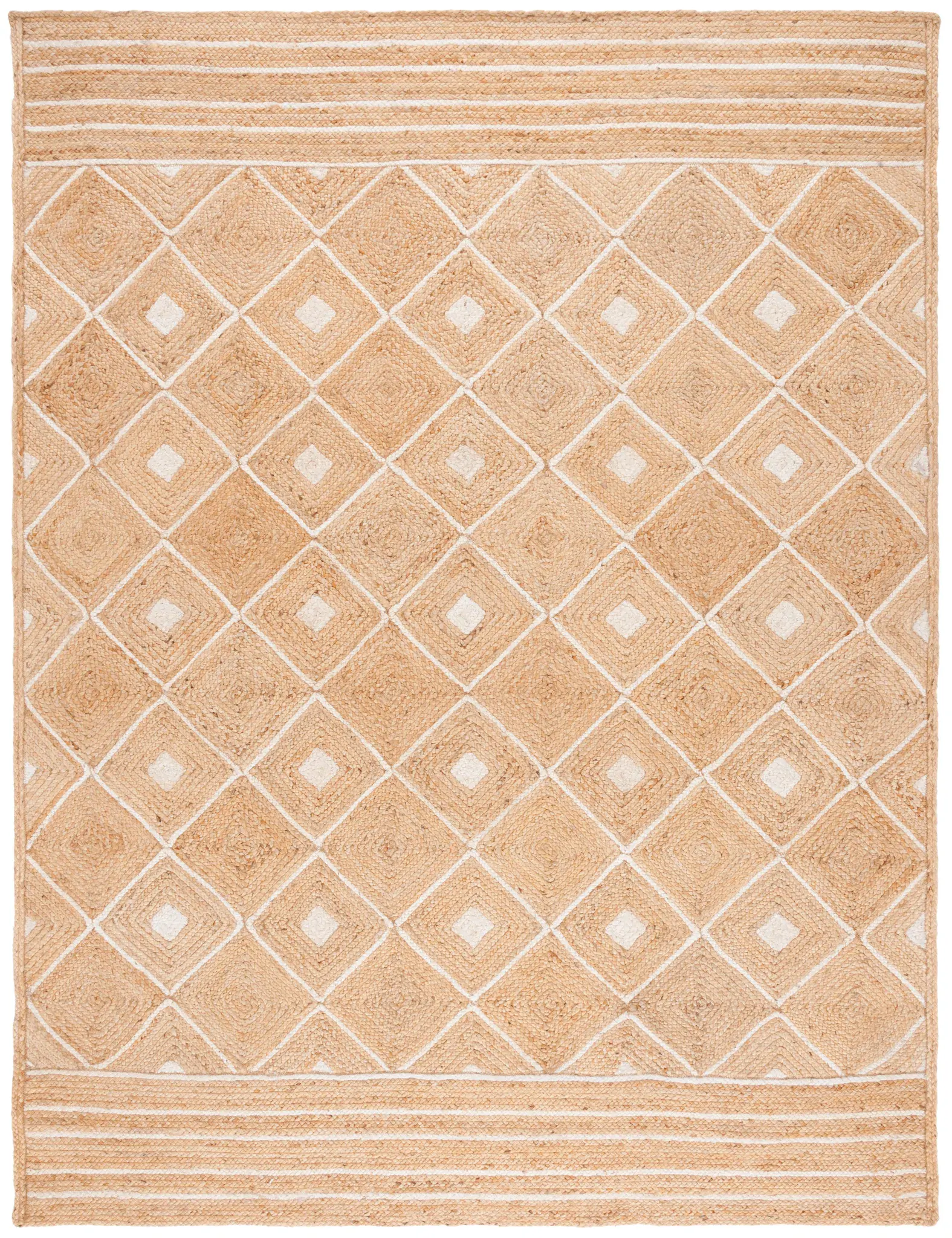 Natural Fiber Diamond Trellis Flatweave Jute Rug