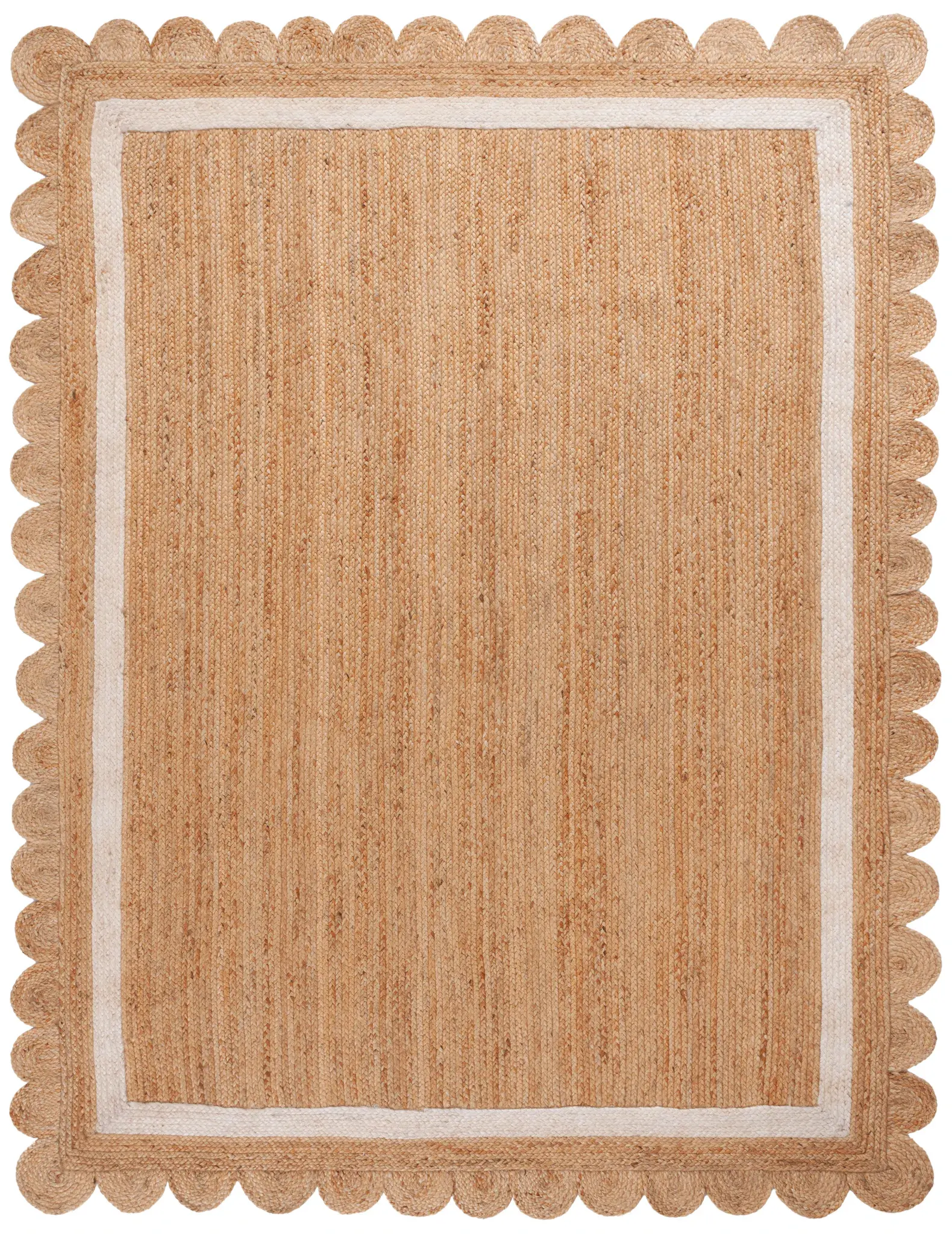 Natural Fiber Scalloped Border Hand-Woven Jute Rug