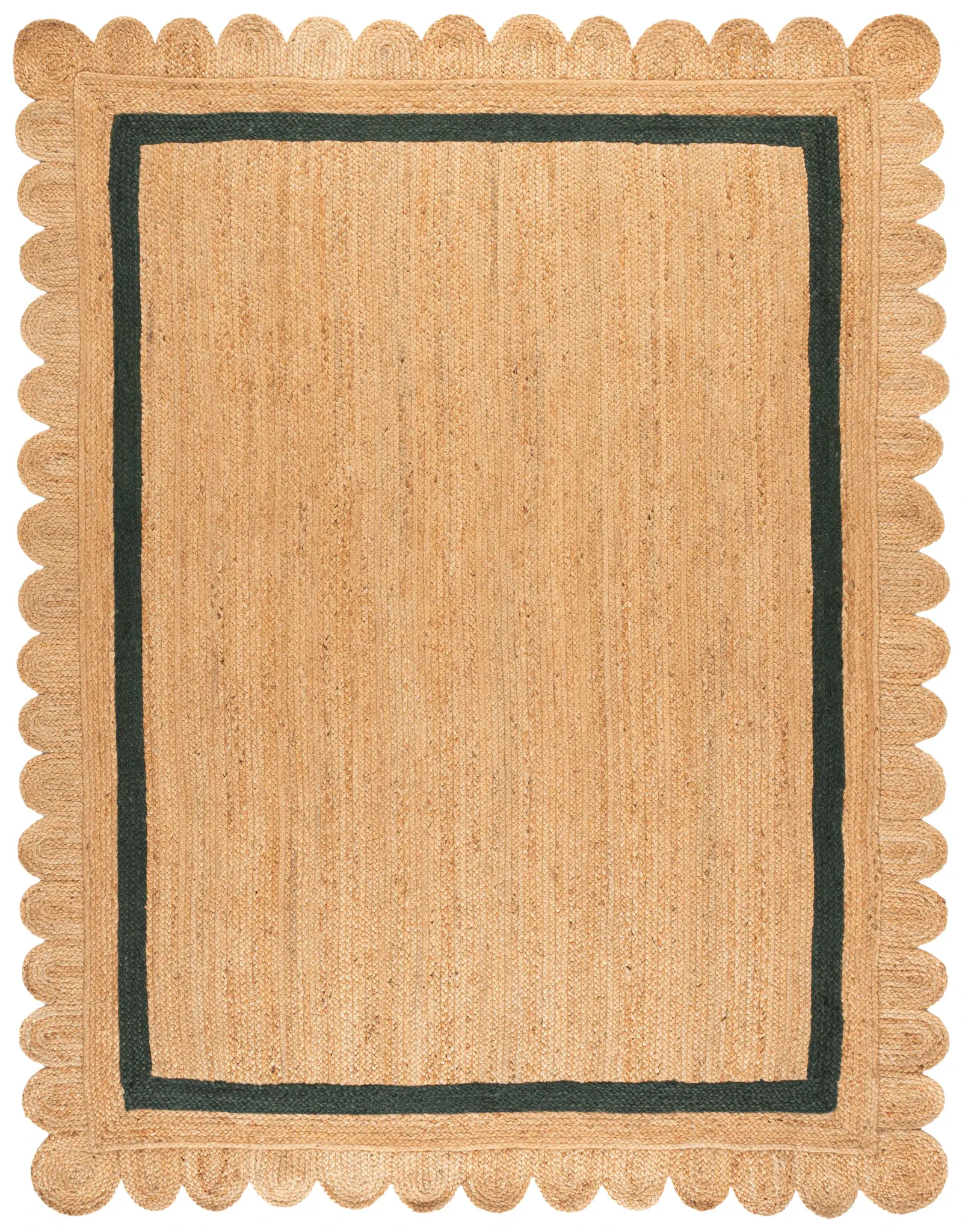 Natural Fiber Scalloped Border Hand-Woven Jute Rug