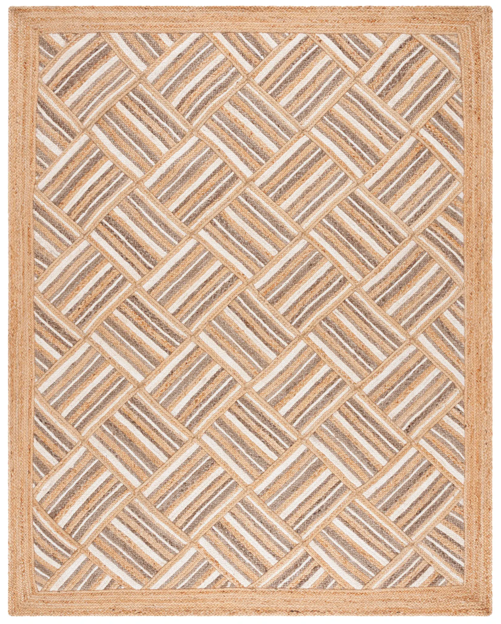Natural Fiber Parquet Border Flatweave Jute Rug