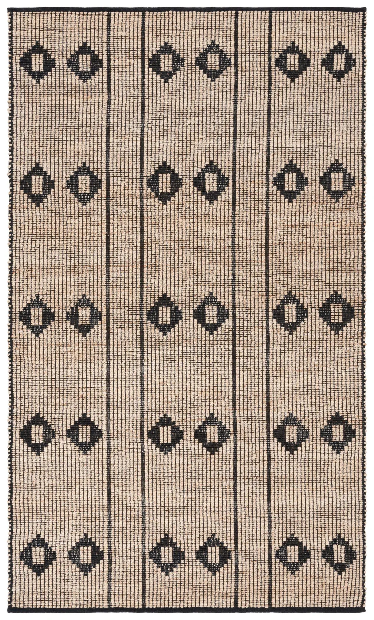 Natural Fiber Tribal Diamond Stripe Flatweave Jute Rug
