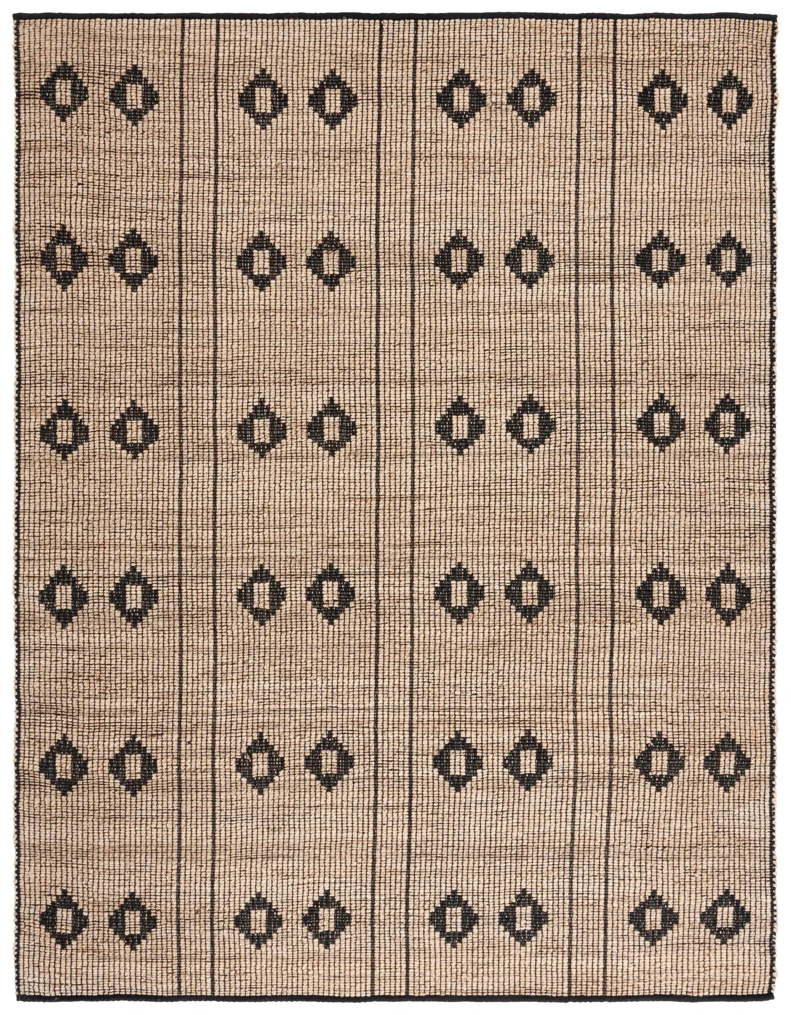 Natural Fiber Tribal Diamond Stripe Flatweave Jute Rug