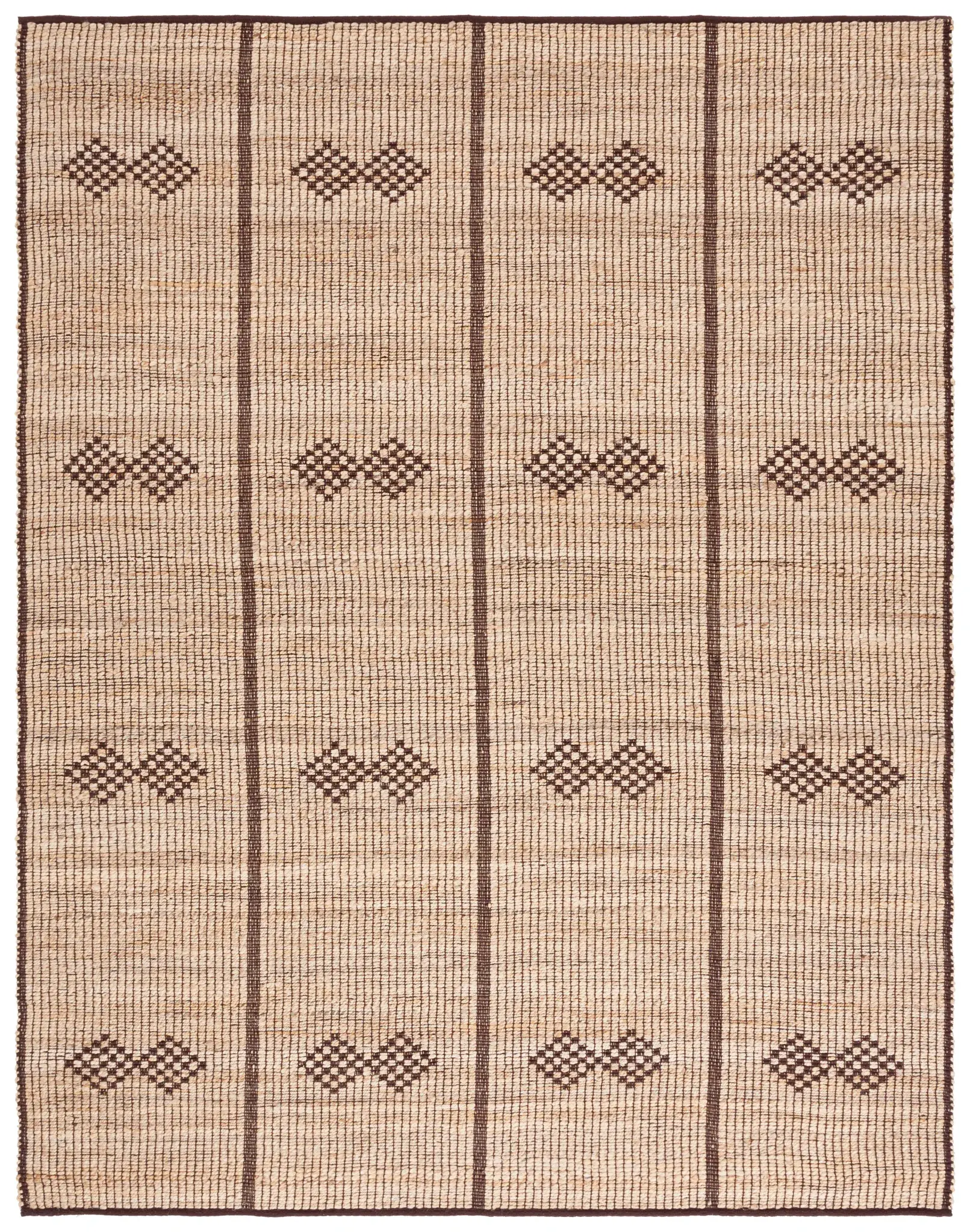 Natural Fiber Banded Tribal Diamond Flatweave Jute Rug