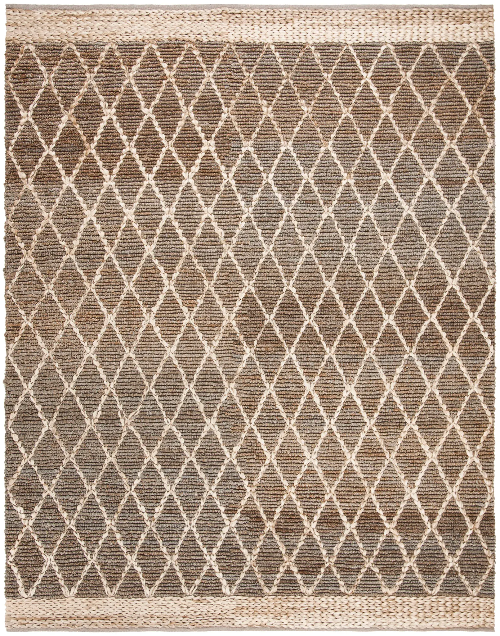 Natural Fiber Diamond Lattice Hand-Loomed Jute Rug